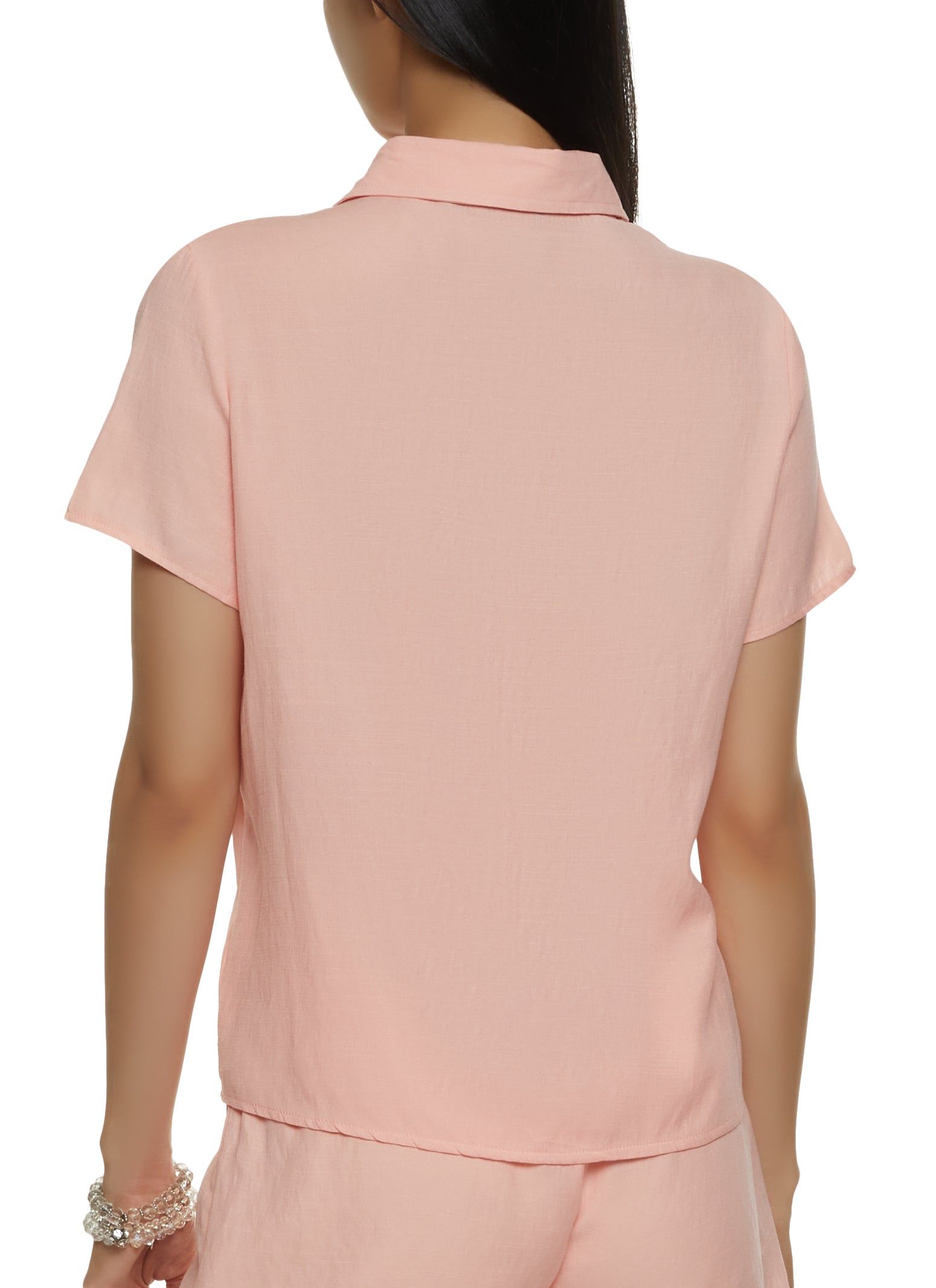 Solid Button Down Short Sleeve Shirt sold by Rainbow product image thumbnail 3