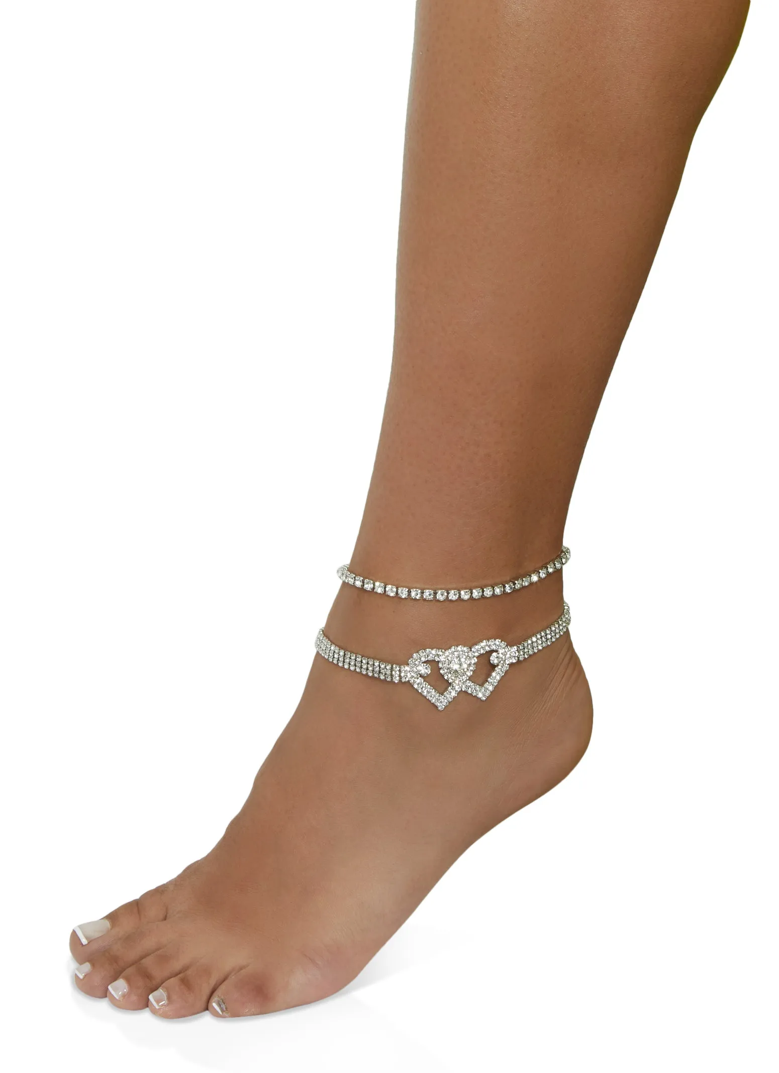Rhinestone Heart Chain Anklets sold by Rainbow