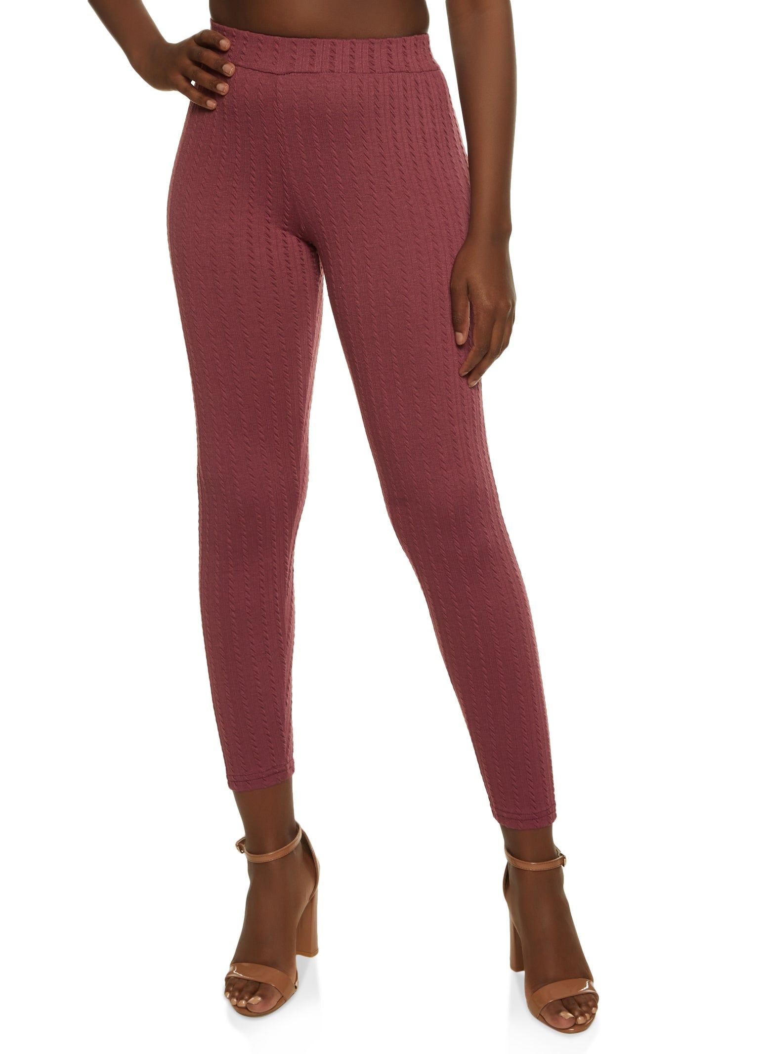 High Waist Textured Knit Leggings sold by Rainbow