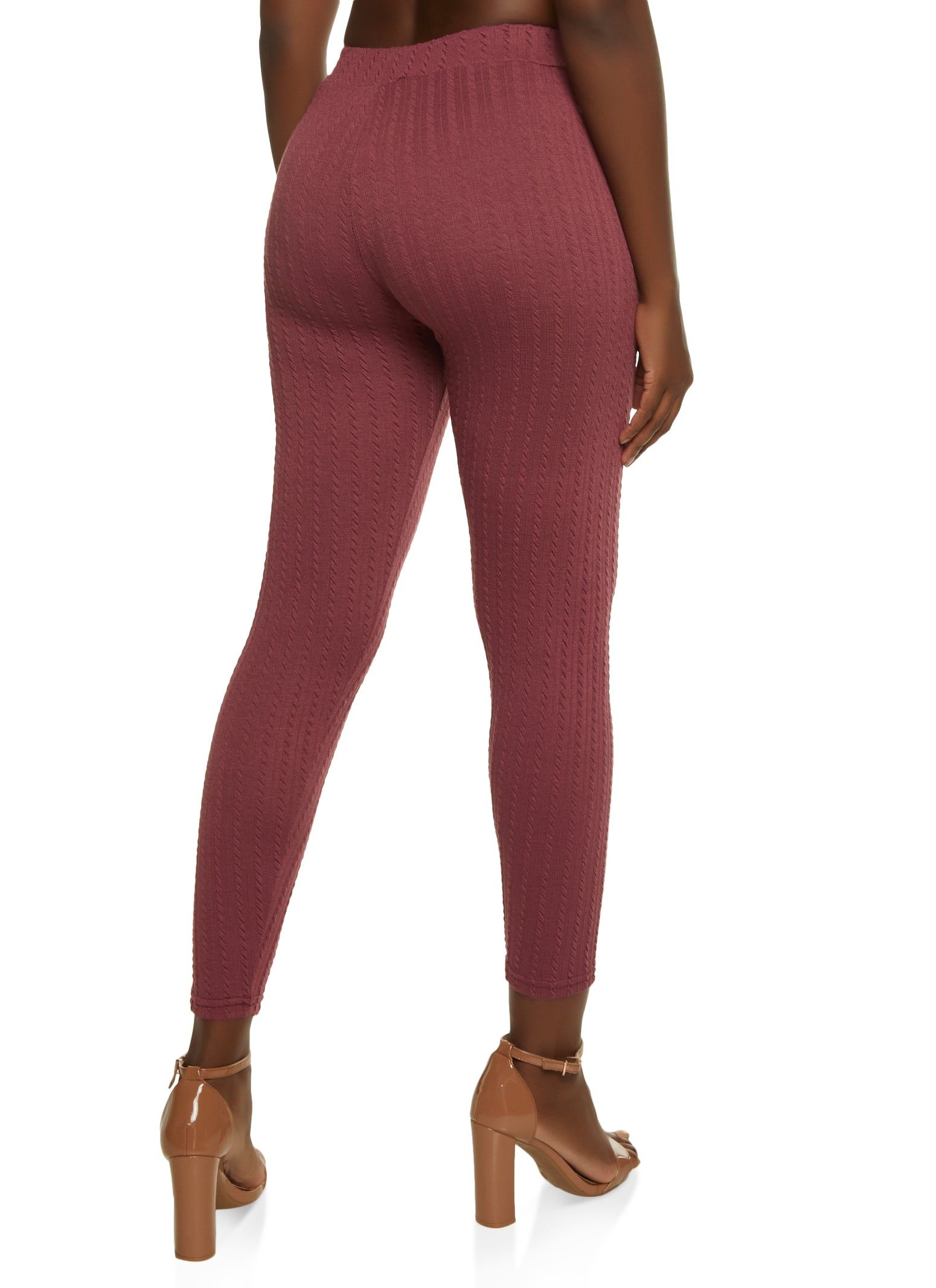 High Waist Textured Knit Leggings sold by Rainbow product image thumbnail 2