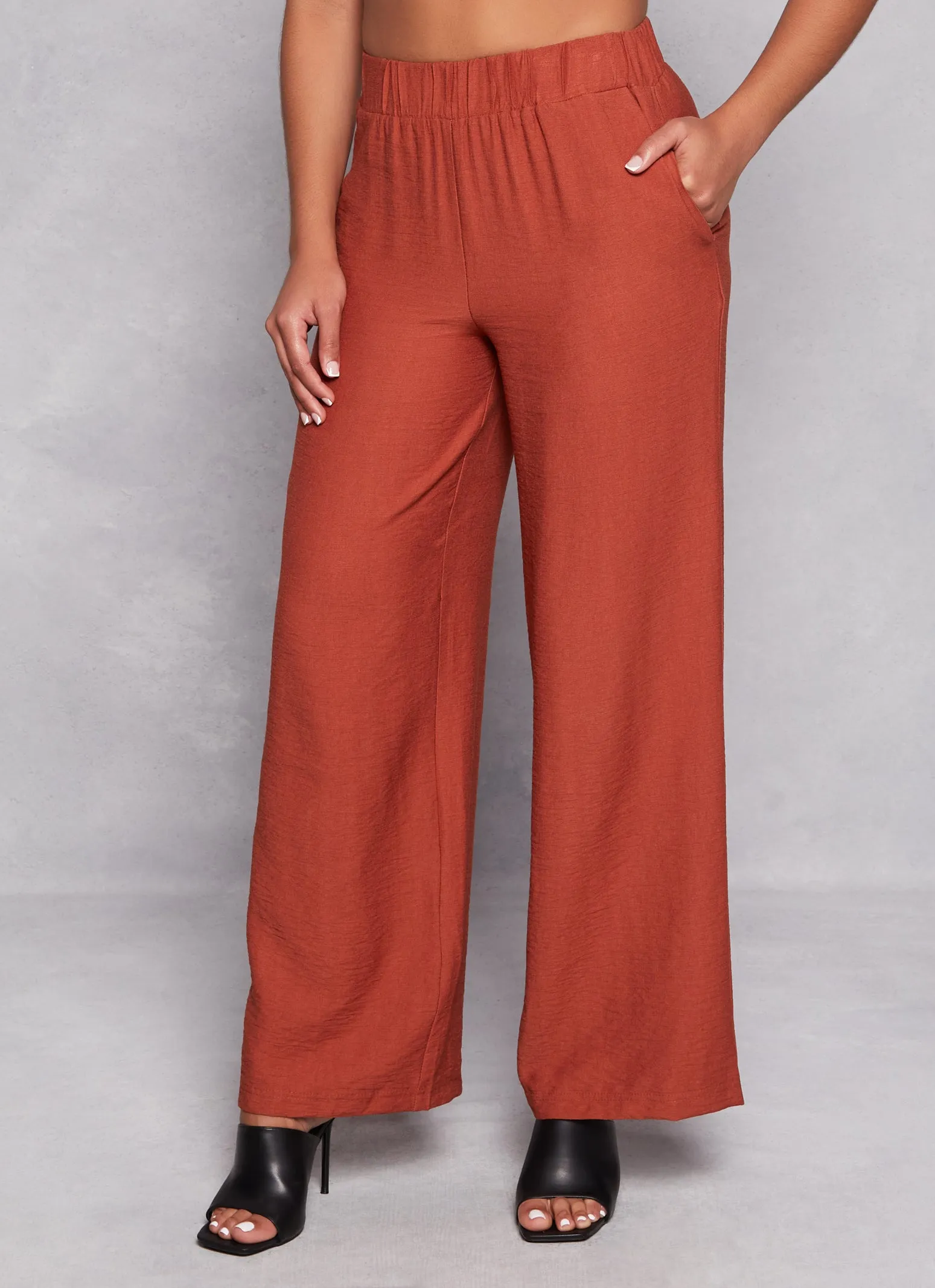 Solid Linen High Waist Wide Leg Pants sold by Rainbow product image thumbnail 2