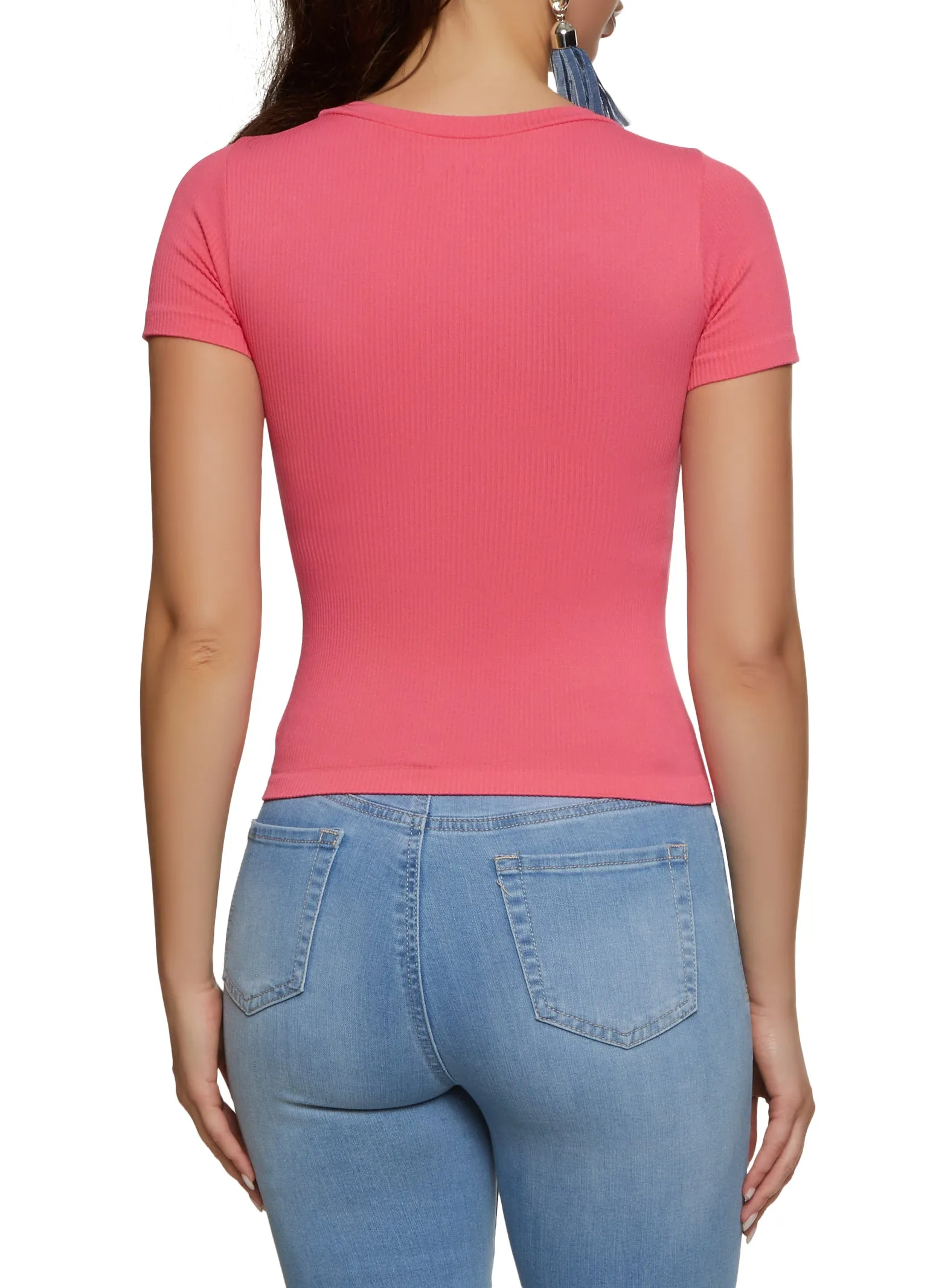 Basic Ribbed Crew Neck Seamless Tee sold by Rainbow product image thumbnail 2