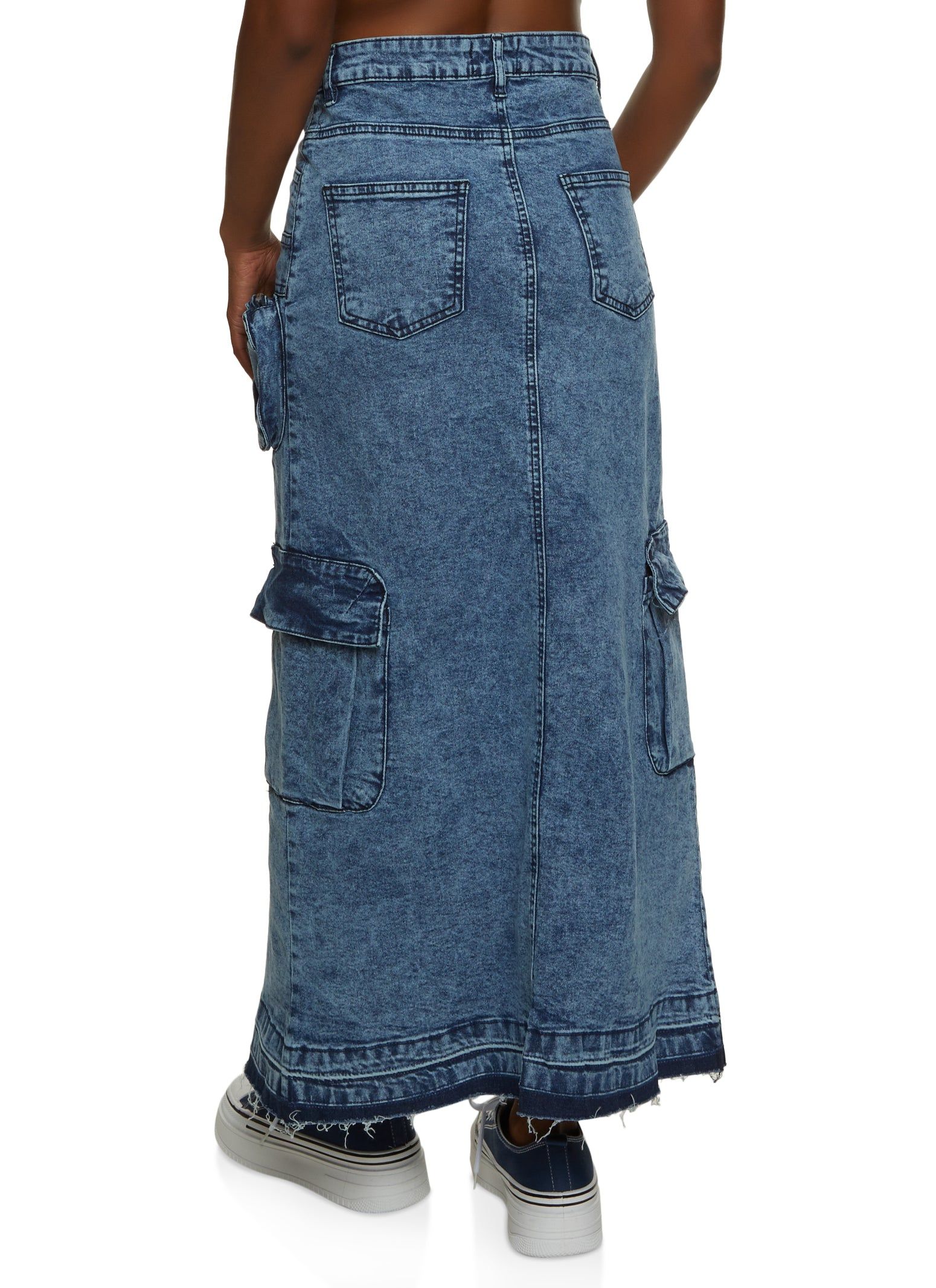 Denim Acid Wash Cargo Maxi Skirt sold by Rainbow product image thumbnail 3