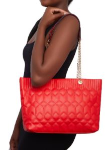 Faux Leather Quilted Chain Strap Tote Bag sold by Rainbow