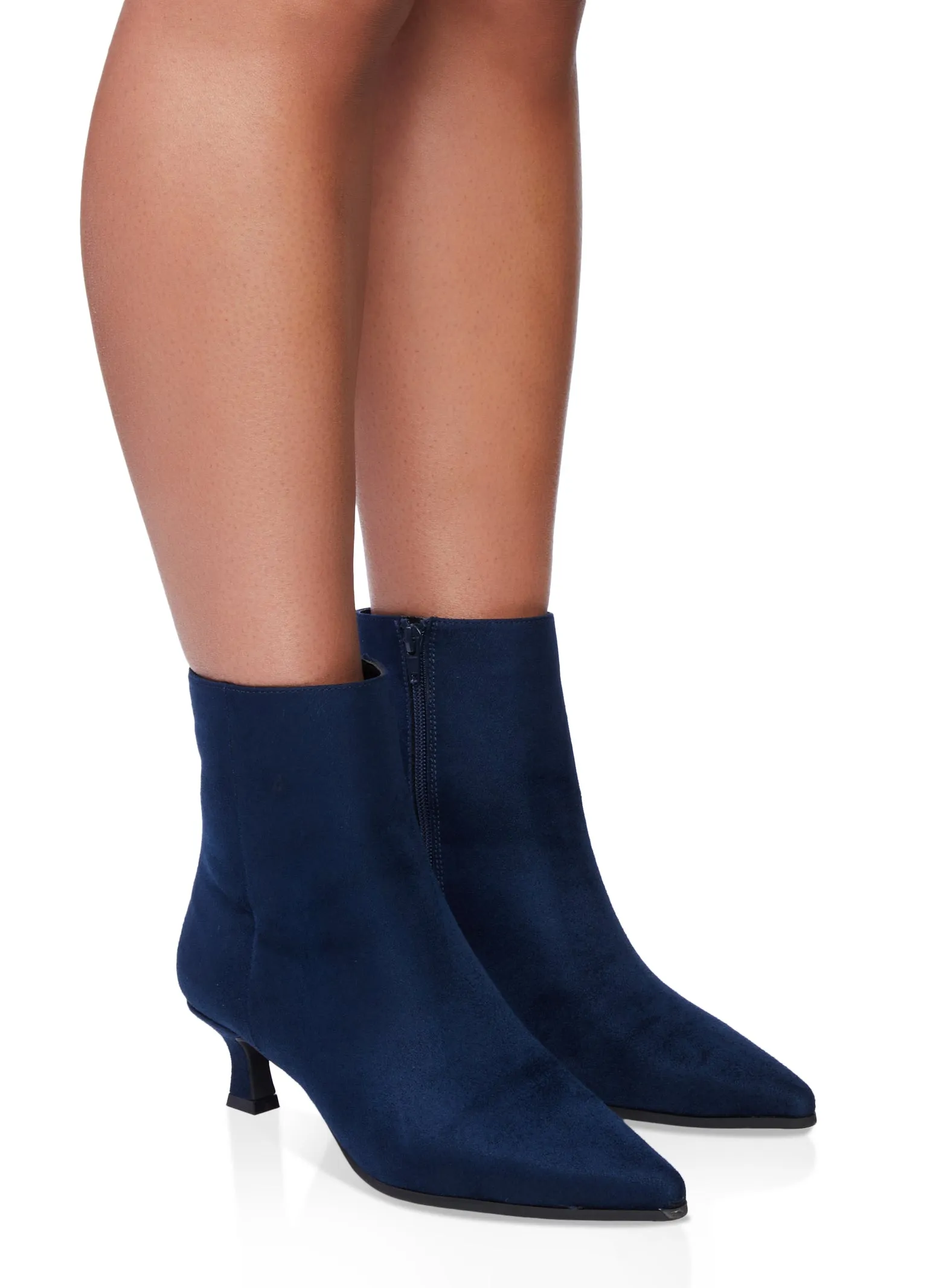 Pointed Toe Side Zip Kitten Heel Booties sold by Rainbow product image thumbnail 2