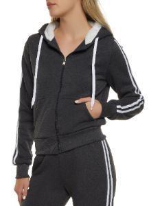 Varsity Stripe Zip Front Hoodie sold by Rainbow