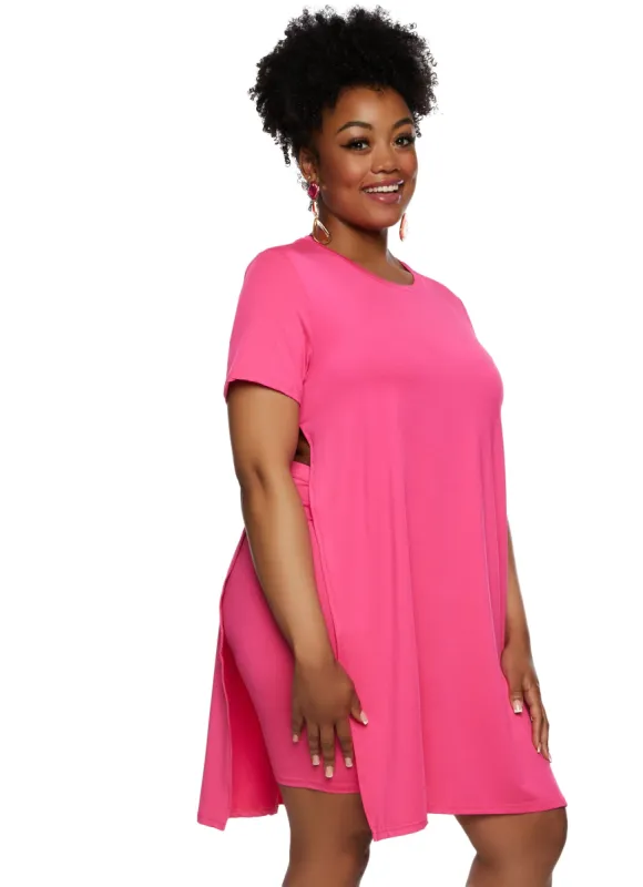 Plus Size Daisy High Slit Tunic Tee sold by Rainbow