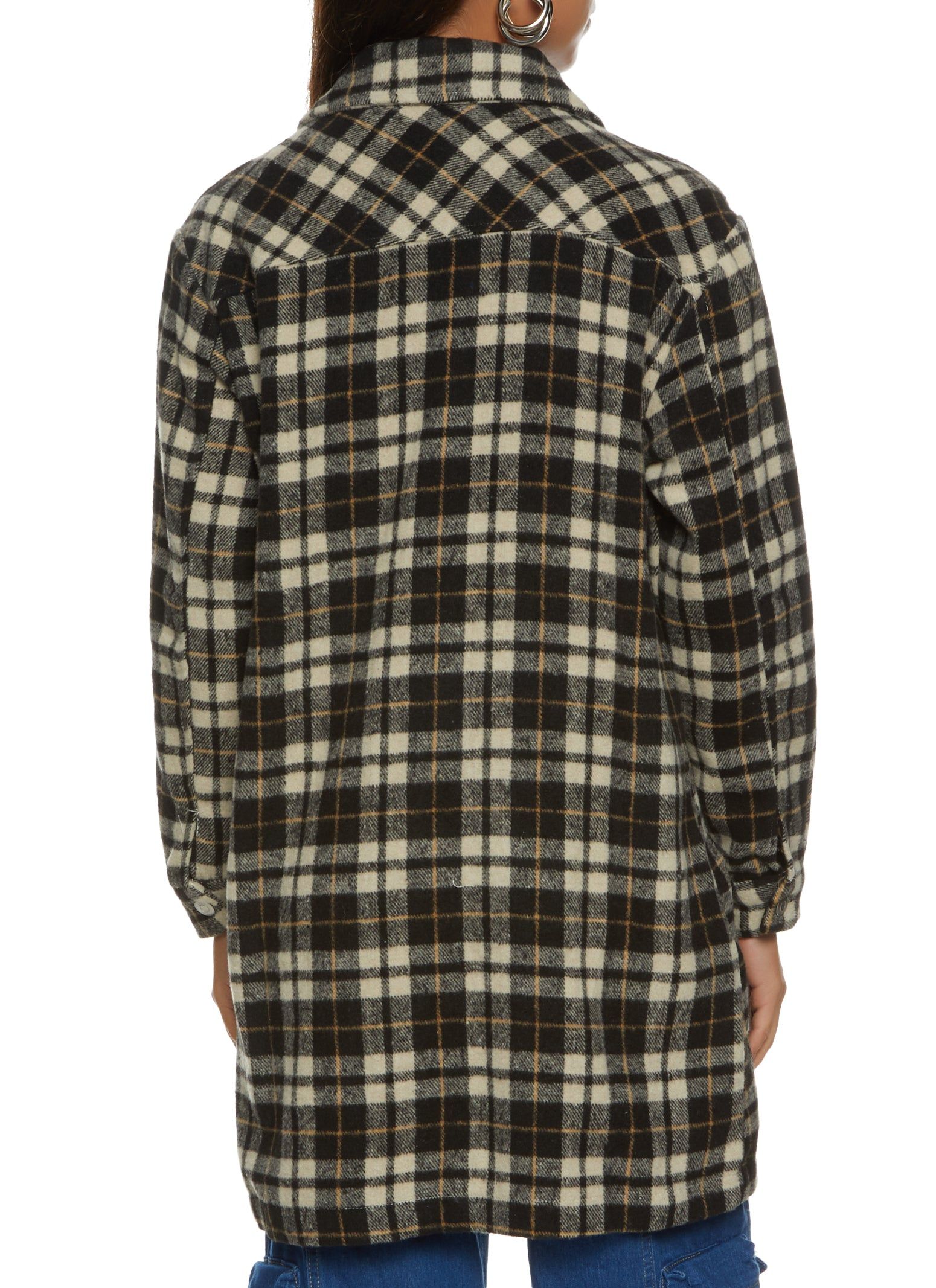 Plaid Pocket Detail Button Front Shacket sold by Rainbow product image thumbnail 3