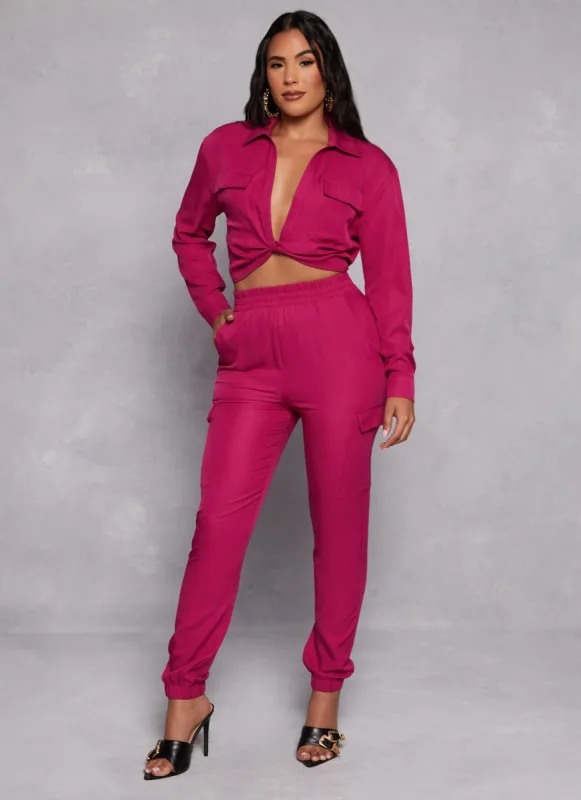 Pull On Tapered Leg Cargo Pants made by Rainbow