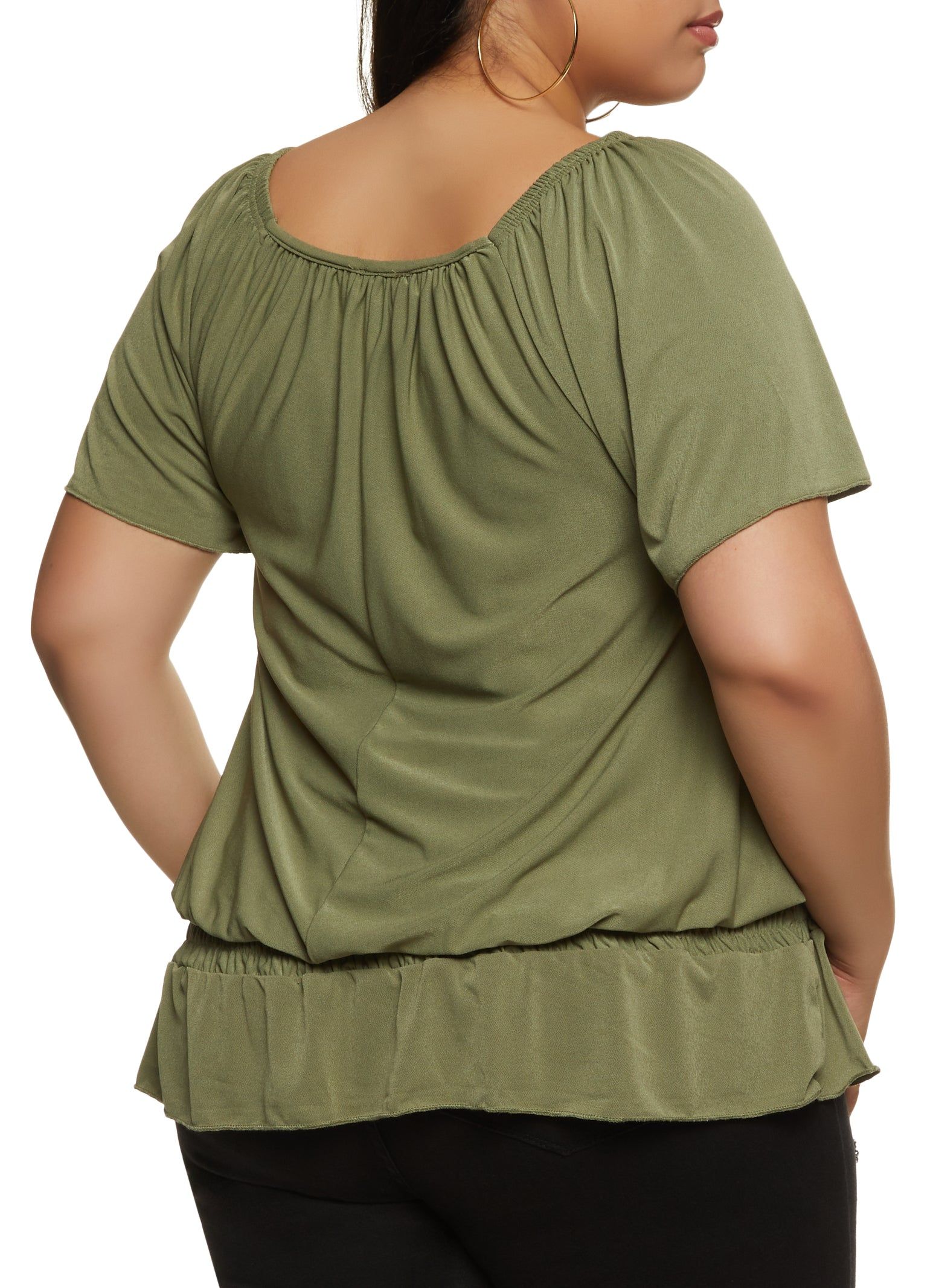 Plus Size Square Neck Smocked Waist Blouse sold by Rainbow product image thumbnail 2