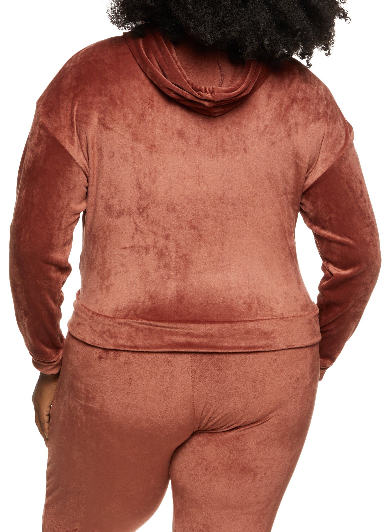 Plus Size Velour Zip Front Hooded Sweatshirt sold by Rainbow product image thumbnail 3