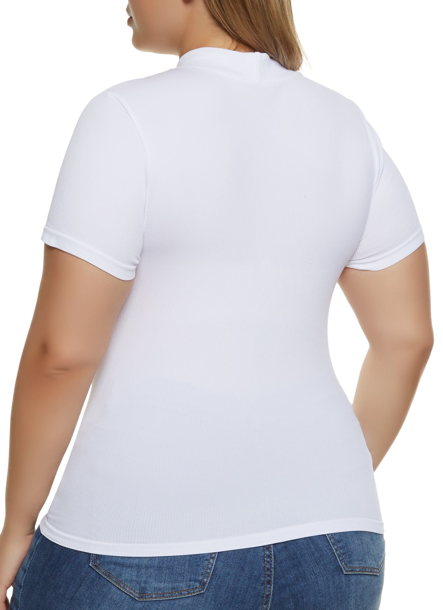 Plus Size Seamless Mock Neck Short Sleeve Tee sold by Rainbow product image thumbnail 2