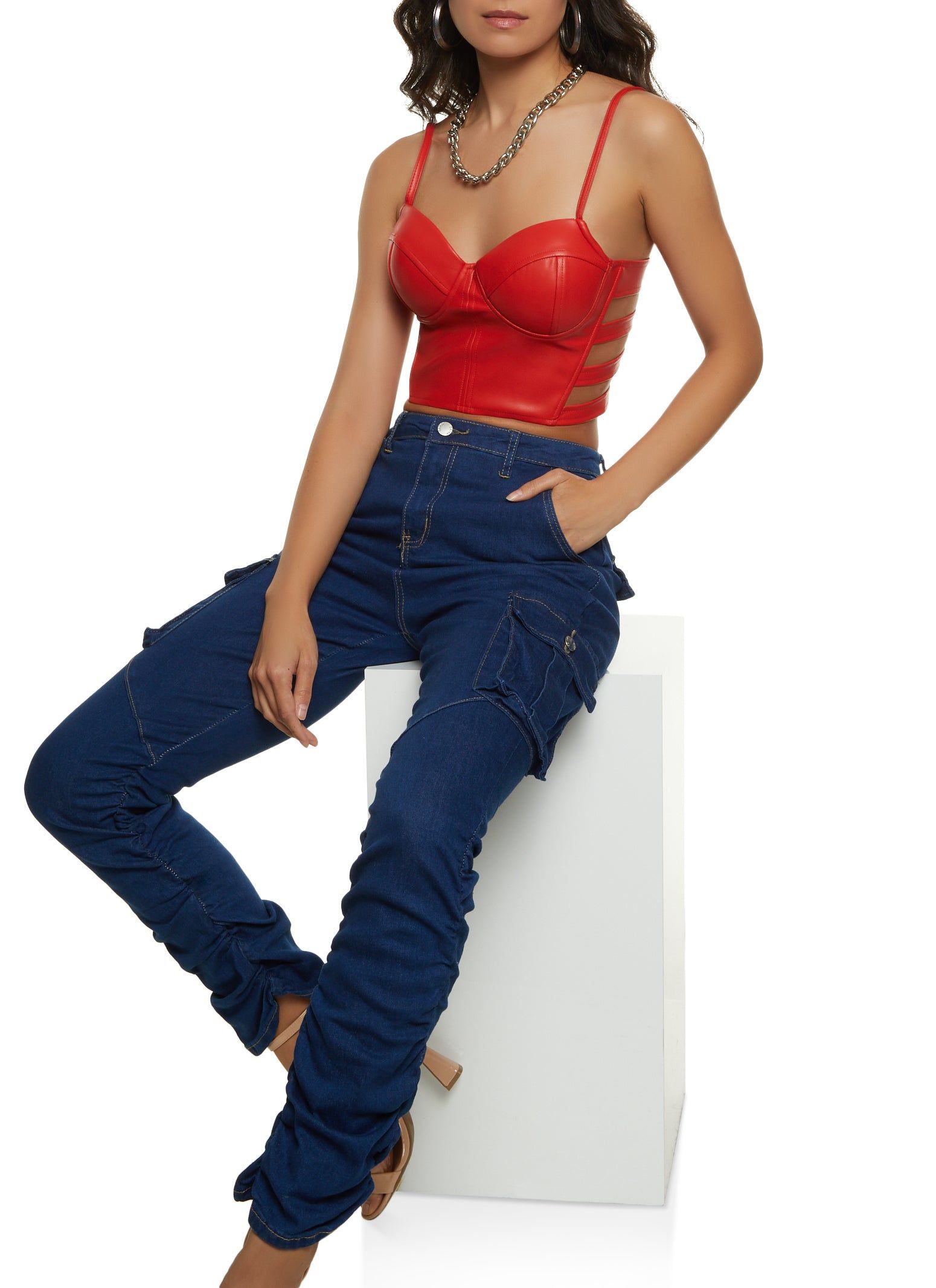 Faux Leather Caged Bustier Top sold by Rainbow product image thumbnail 2