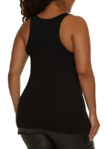 Plus Size Ribbed Knit Racerback Tank Top sold by Rainbow