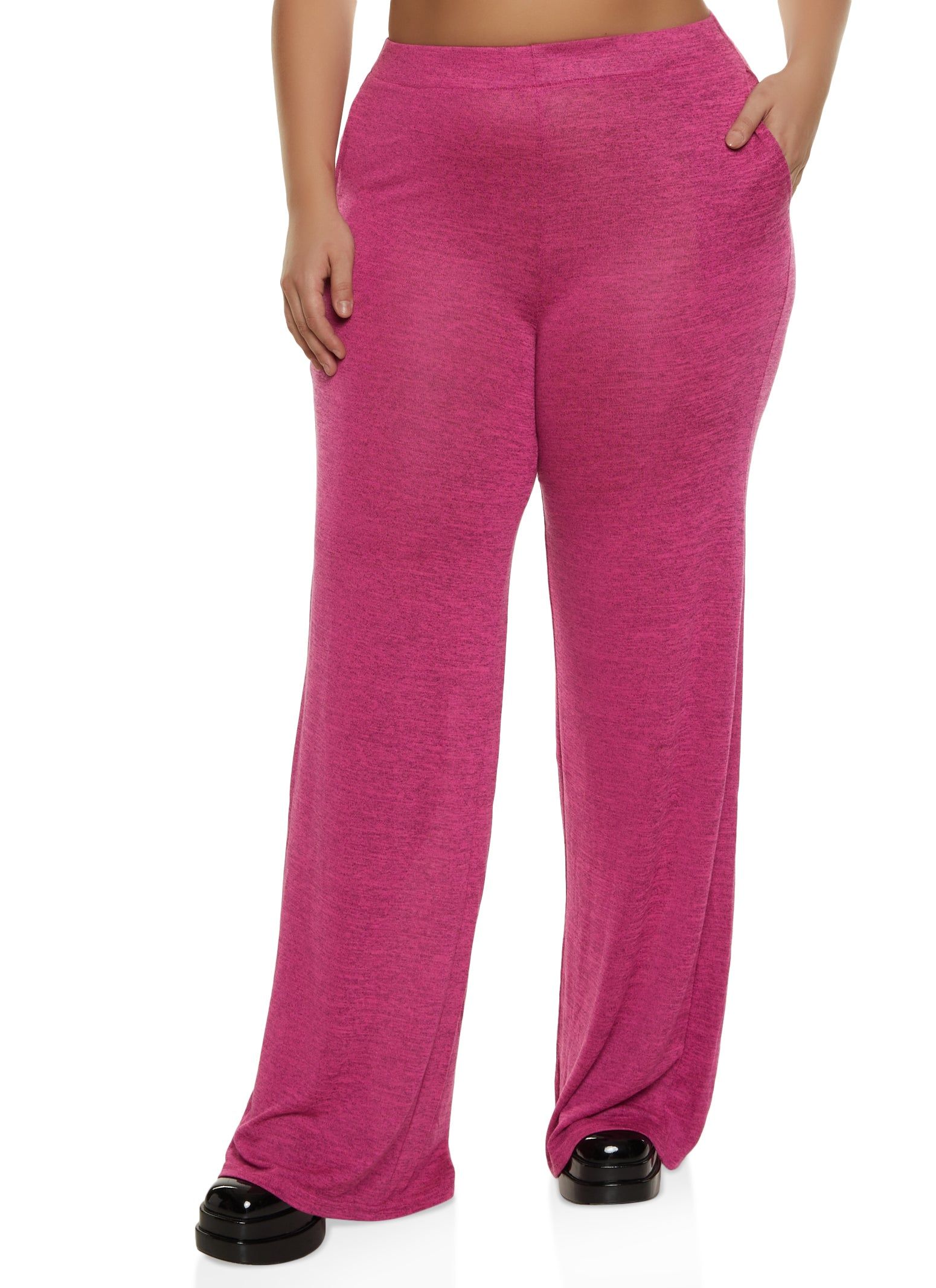 Plus Size Brushed Knit Wide Leg Pants sold by Rainbow