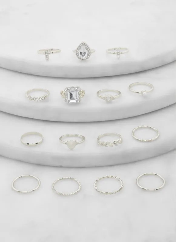 Assorted Metallic Gemstone Rings Set of 15 sold by Rainbow