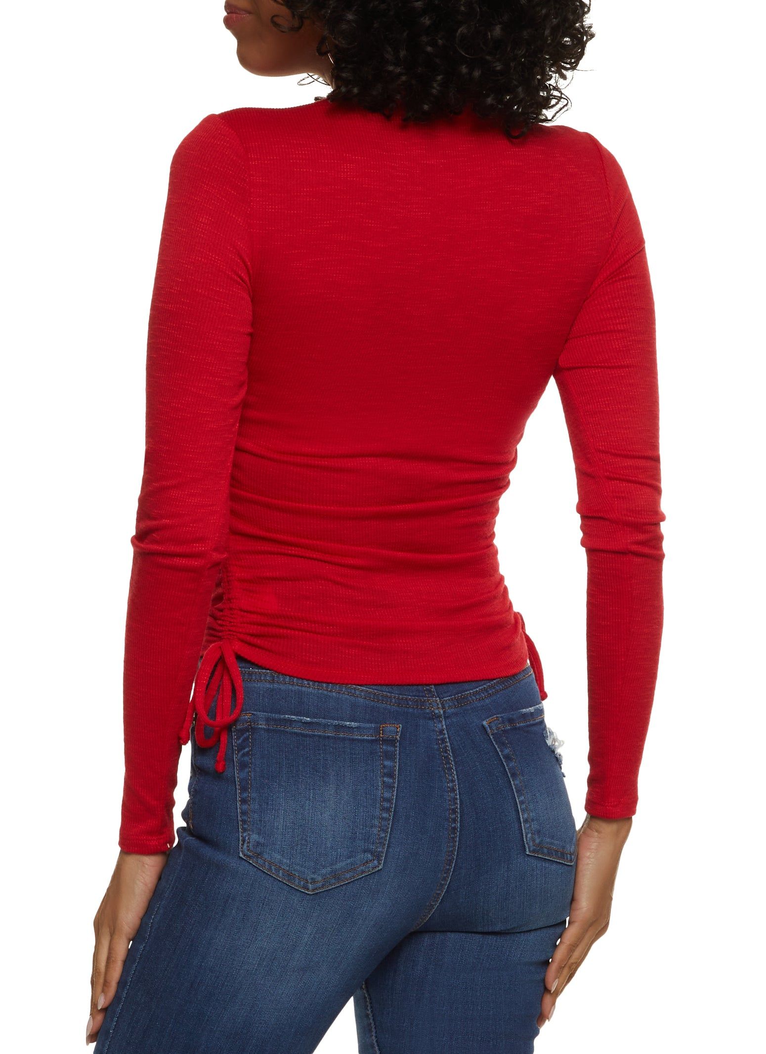 Rib Knit Drawstring Long Sleeve Tee sold by Rainbow product image thumbnail 2