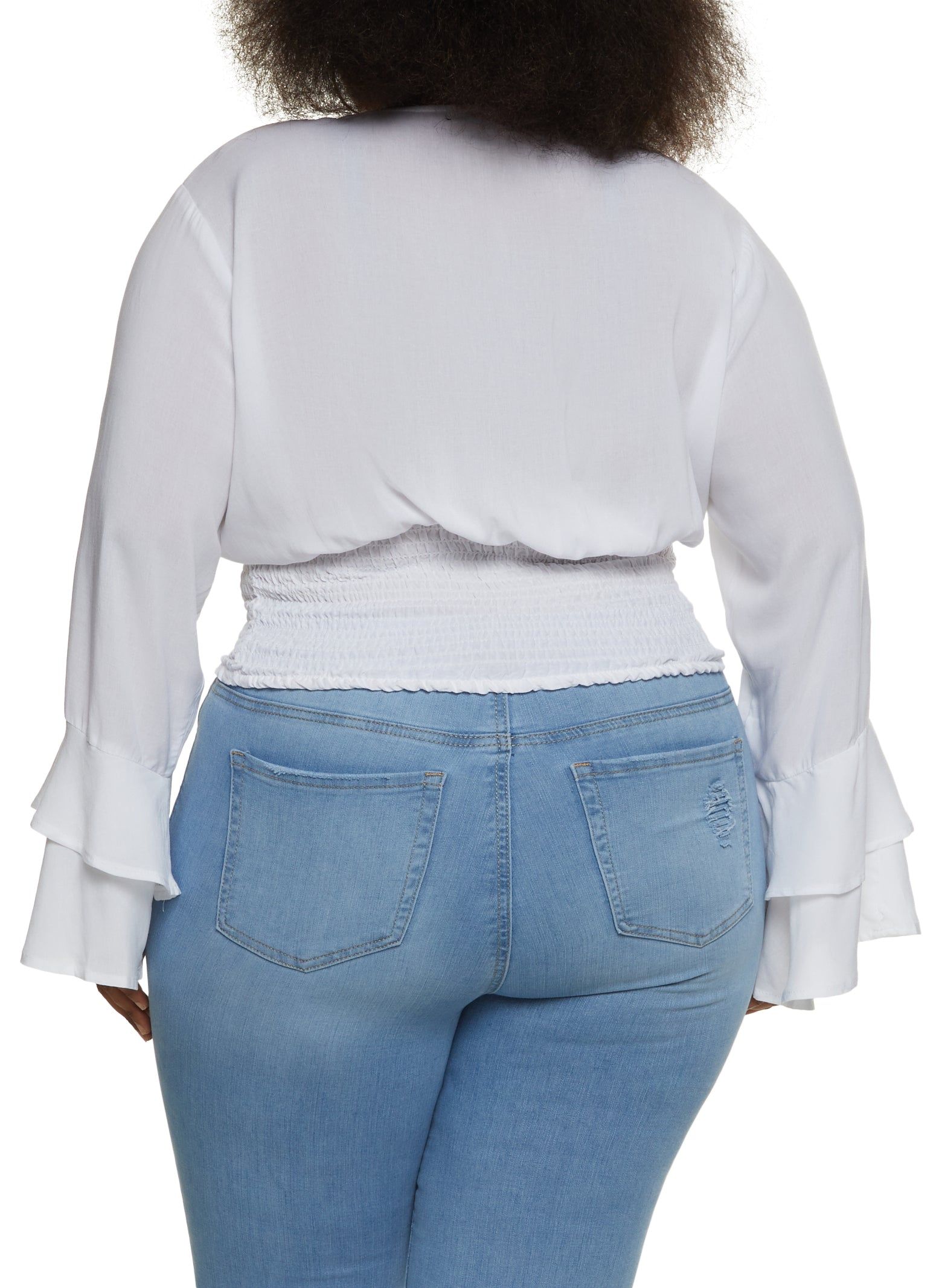 Plus Size Smocked Waist Faux Wrap Top sold by Rainbow product image thumbnail 2