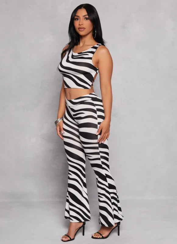 Zebra Print Flare Pants sold by Rainbow