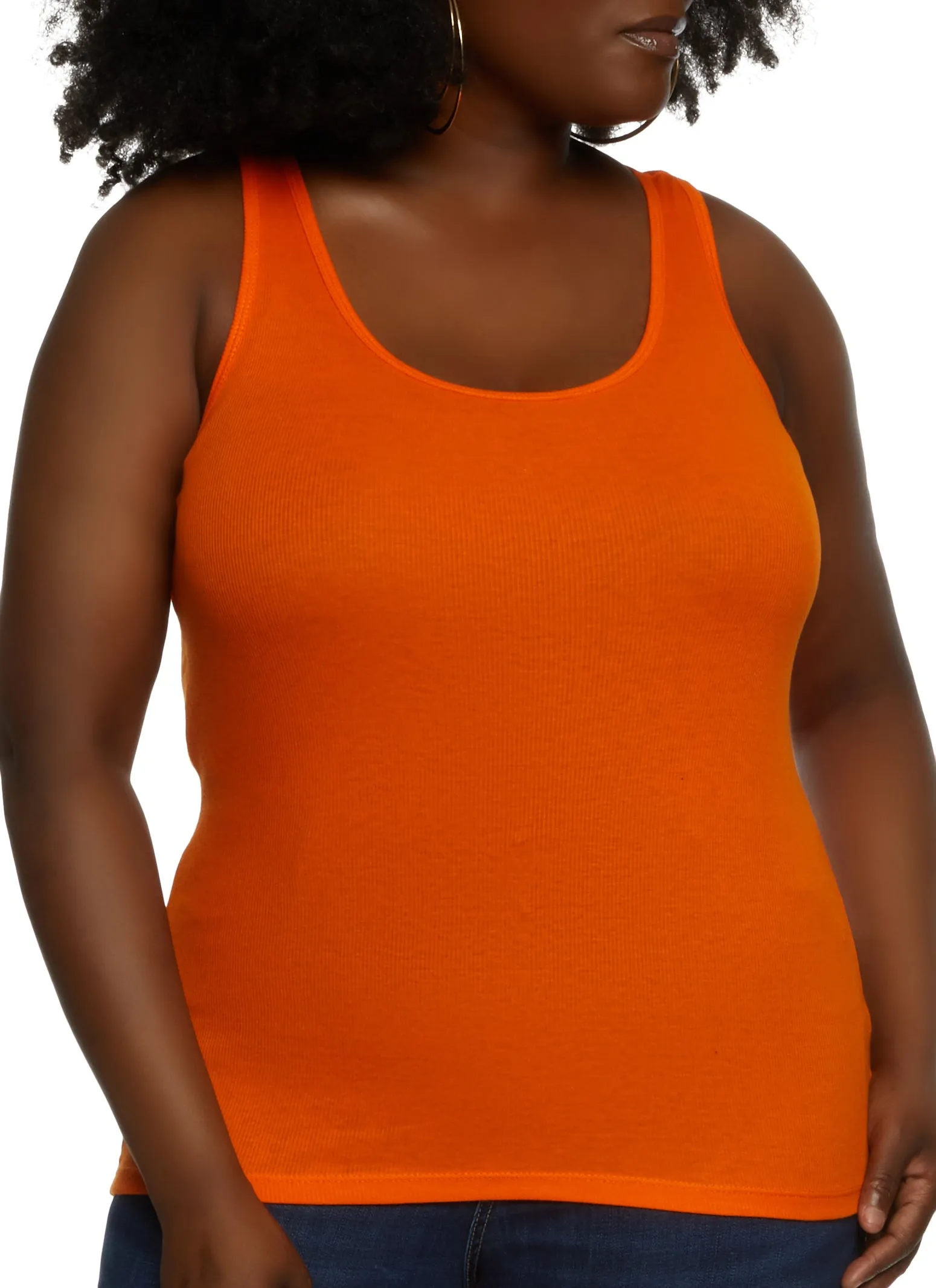 Plus Size Ribbed Knit Racerback Tank Top sold by Rainbow