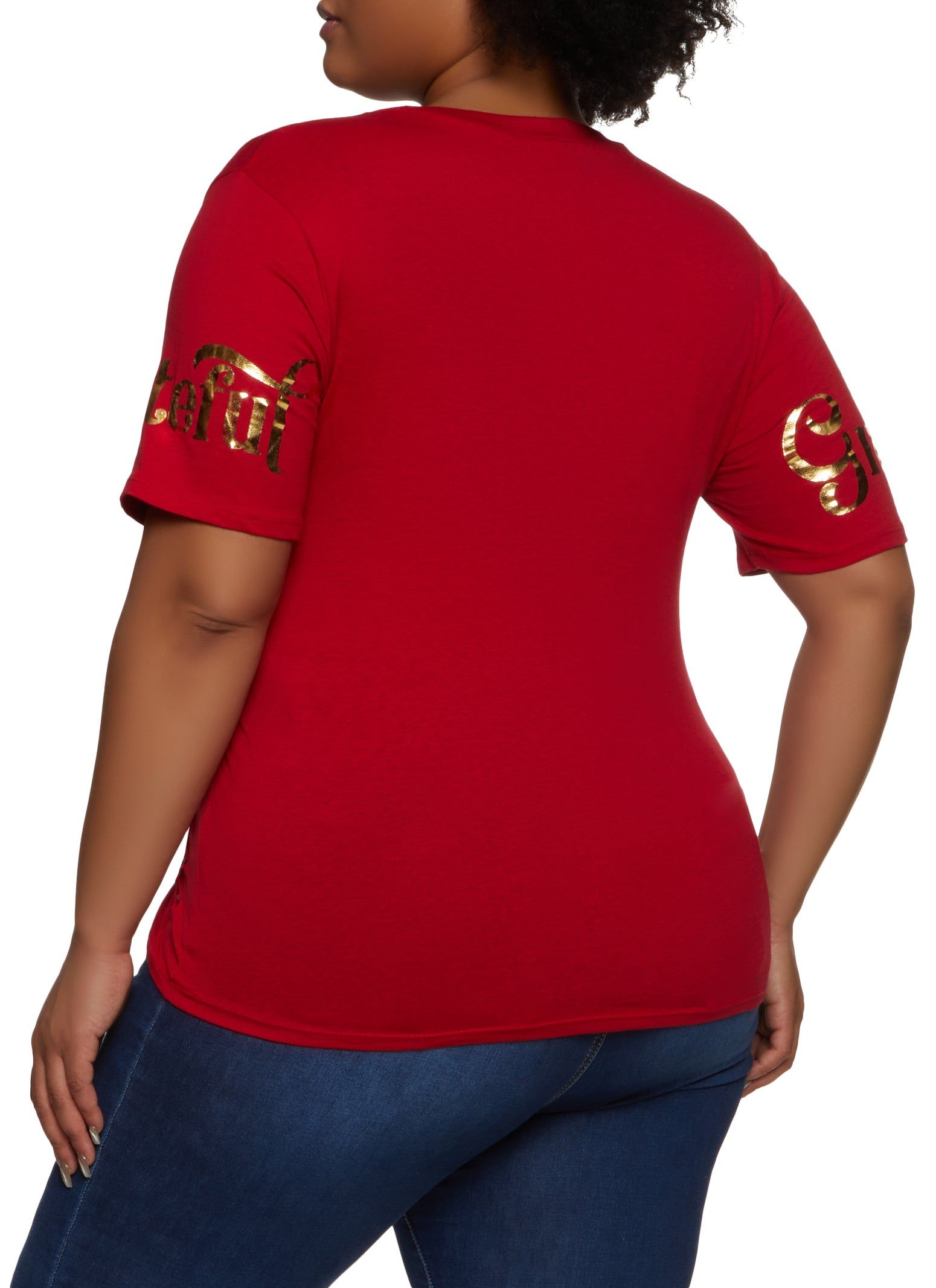 Plus Size Be Grateful And Give Thanks Foil Graphic Tee sold by Rainbow product image thumbnail 2