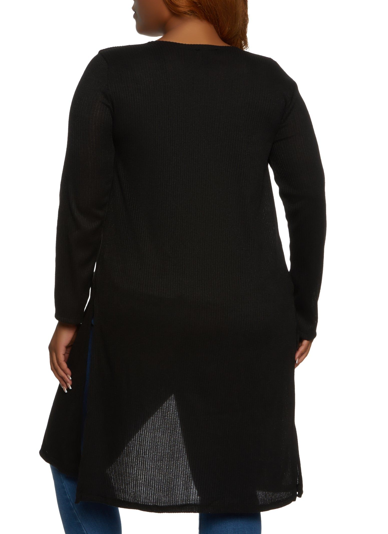 Plus Size Ribbed Knit Marled Side Slit Duster sold by Rainbow product image thumbnail 2