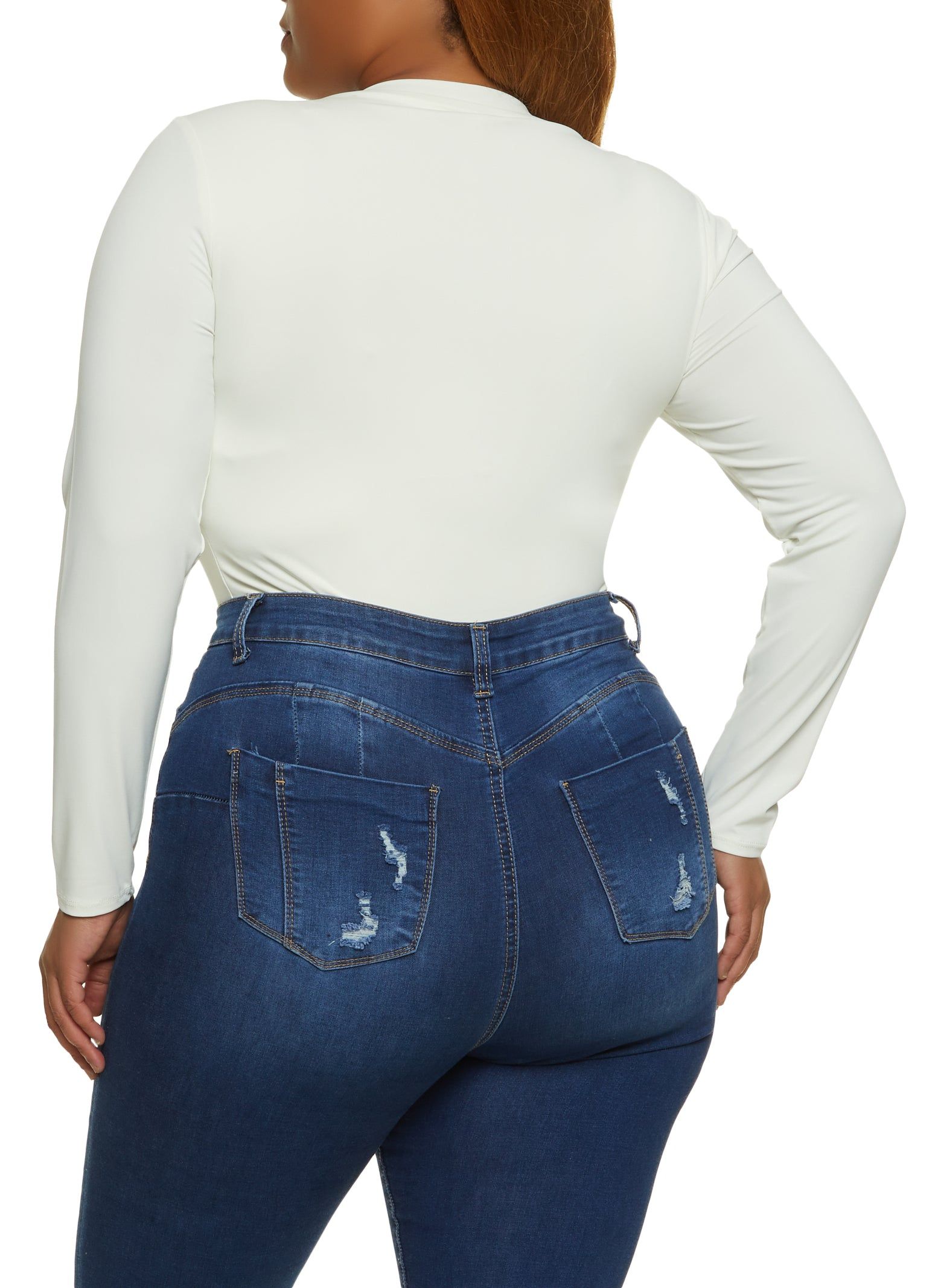 Plus Size Solid Long Sleeve Bodysuit sold by Rainbow product image thumbnail 3