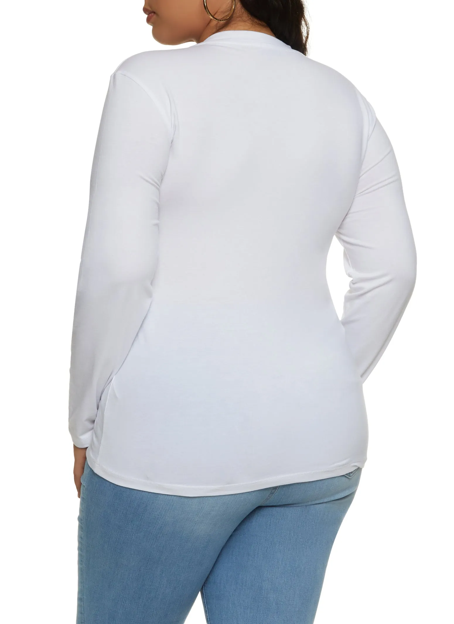 Plus Size Long Sleeve V Neck Basic Tee sold by Rainbow product image thumbnail 2