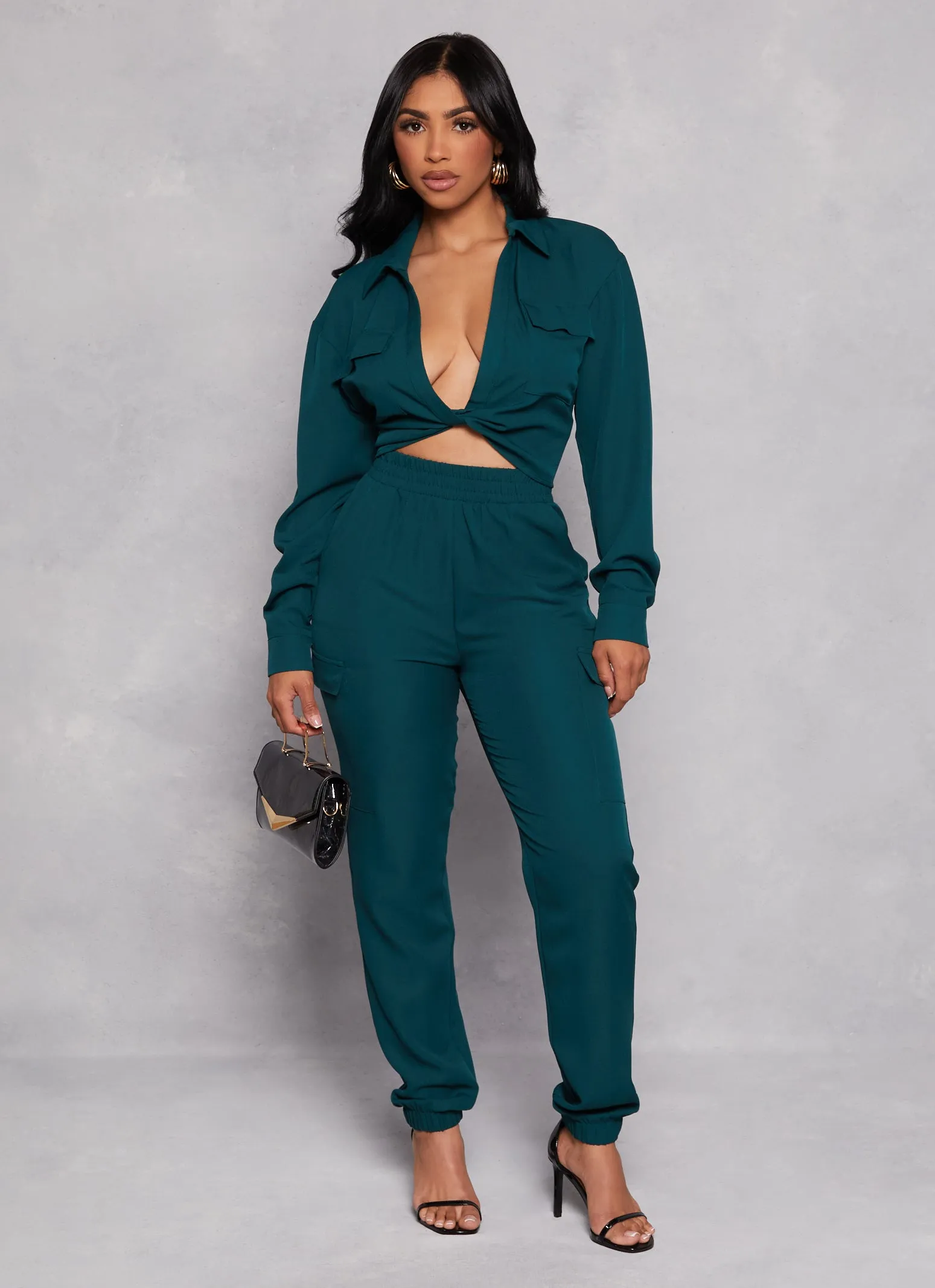 Crepe Knit Twist Front Pocket Detail Shirt sold by Rainbow product image thumbnail 2