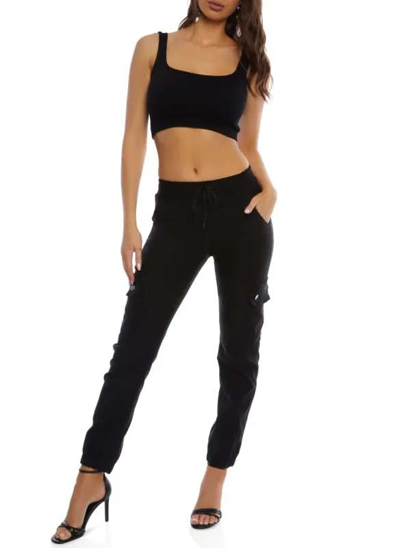 Twill Drawstring Cargo Joggers sold by Rainbow