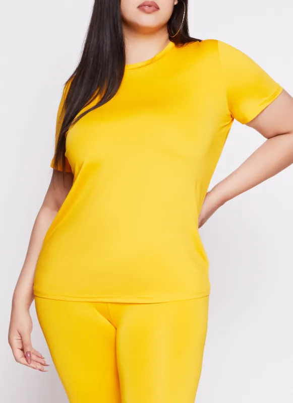 Plus Size Daisy Basic Soft Knit Short Sleeve Top sold by Rainbow