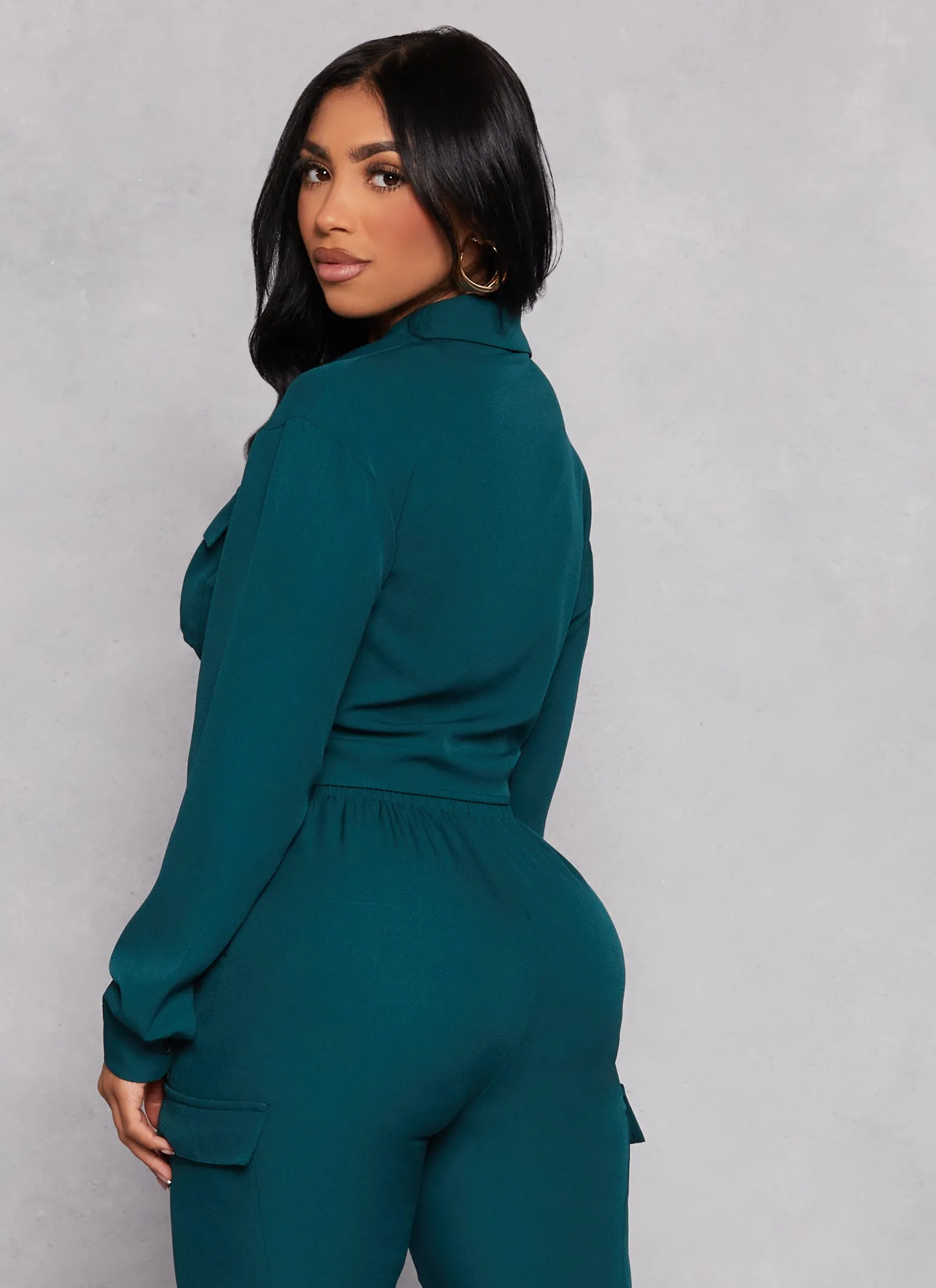 Crepe Knit Twist Front Pocket Detail Shirt sold by Rainbow product image thumbnail 3