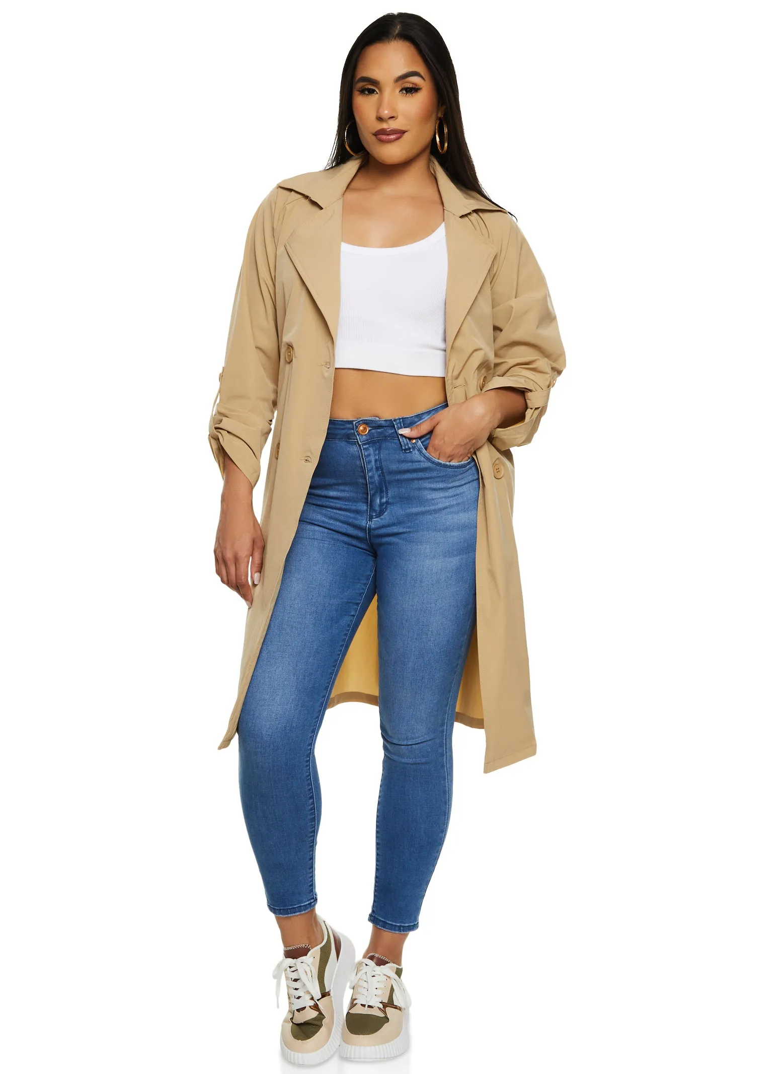 Iris Nylon Tie Waist Belted Trench Coat sold by Rainbow product image thumbnail 2