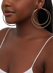 Set of 3 Assorted Metallic Hoop Earrings sold by Rainbow