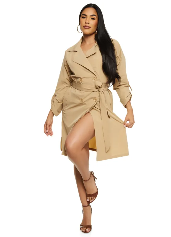 Iris Nylon Tie Waist Belted Trench Coat sold by Rainbow
