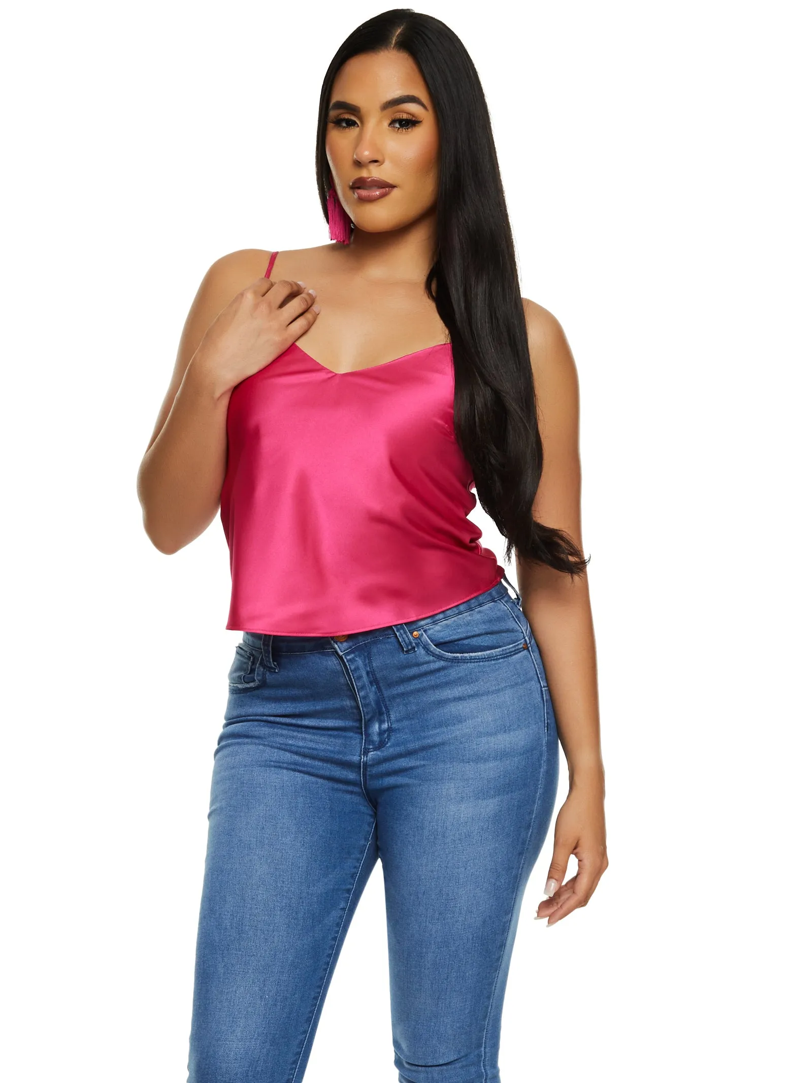 Satin V Neck Cropped Cami sold by Rainbow product image thumbnail 2