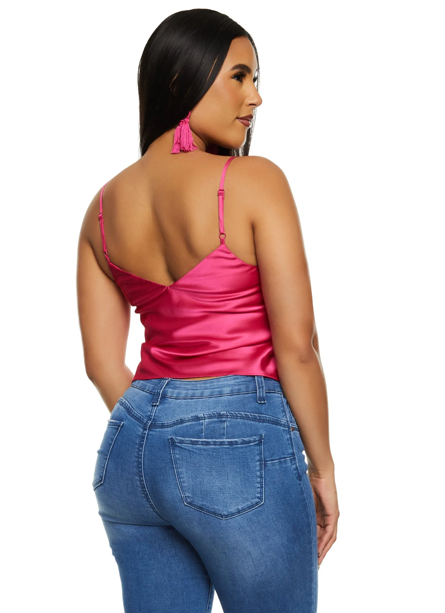 Satin V Neck Cropped Cami sold by Rainbow product image thumbnail 3
