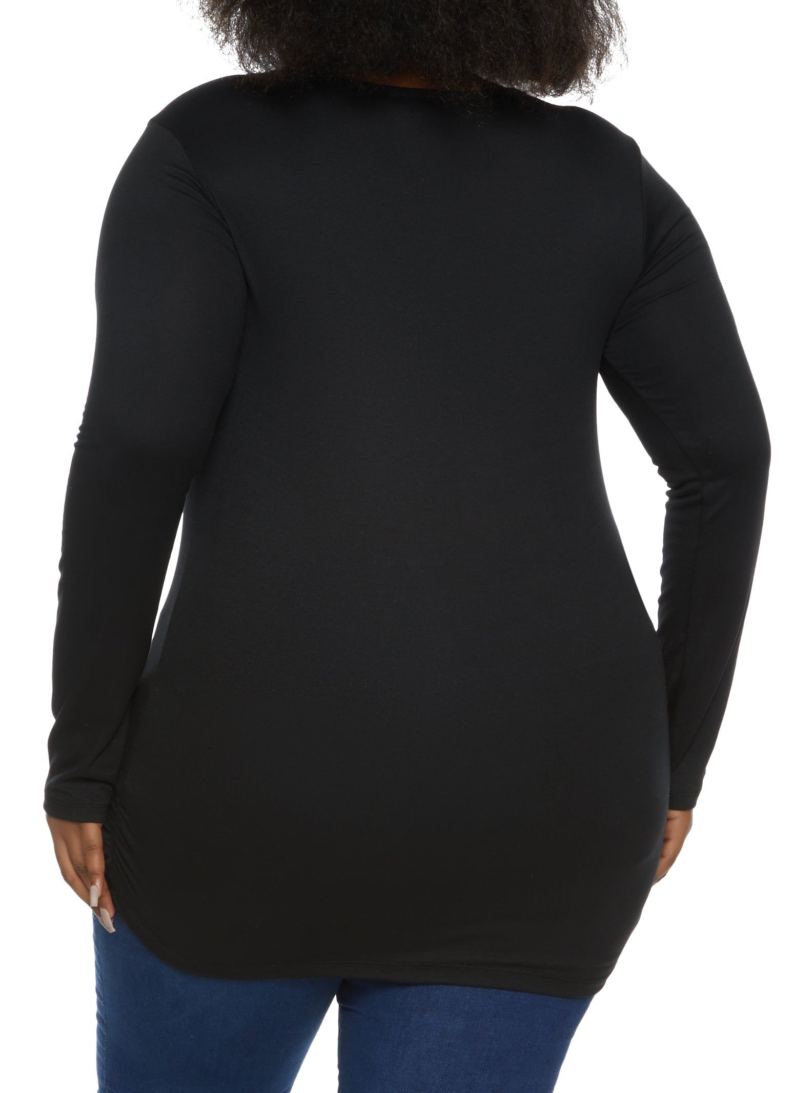 Plus Size Button Detail Cut Out Long Sleeve Top sold by Rainbow product image thumbnail 2