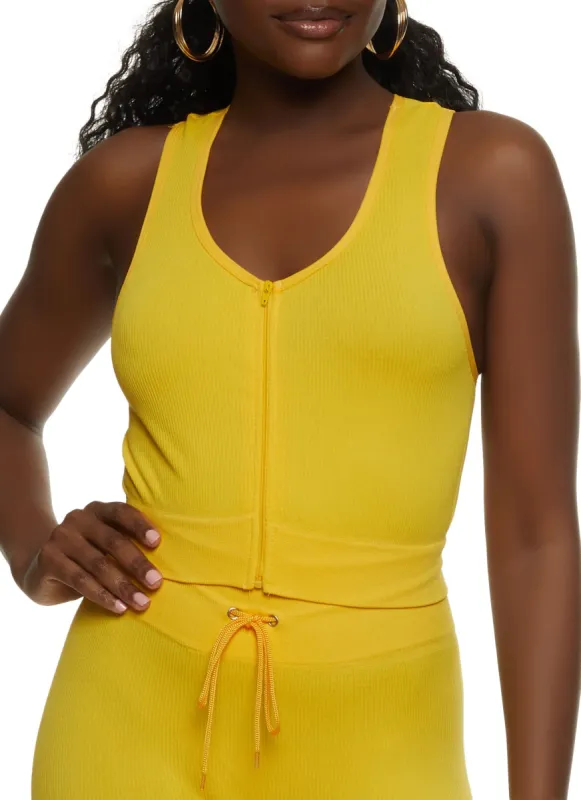 Zip Up Scoop Neck Tank Top sold by Rainbow