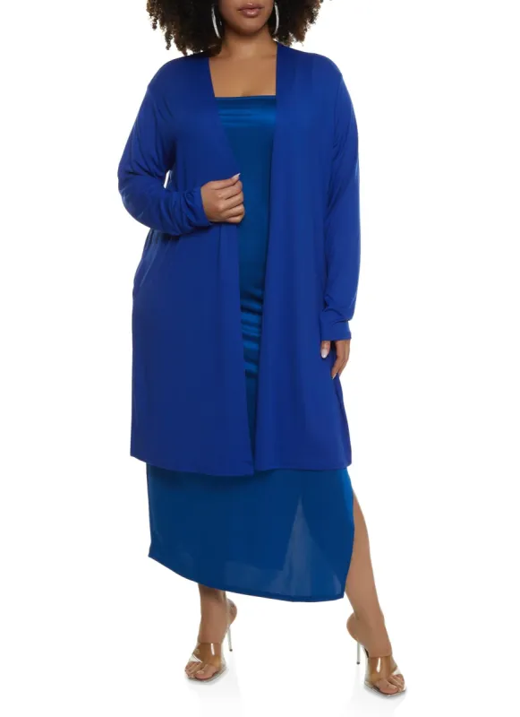 Plus Size Soft Knit Open Front Duster sold by Rainbow