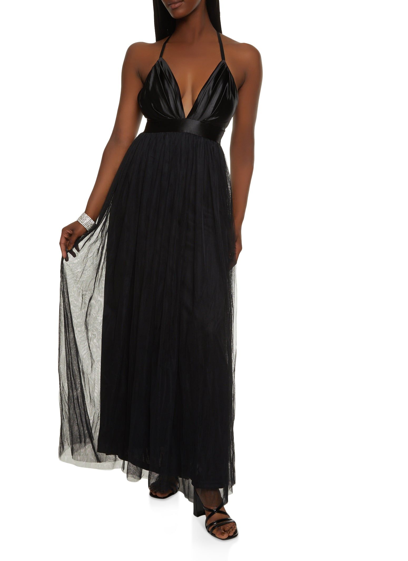 Plunge Tulle Maxi Dress sold by Rainbow product image thumbnail 2