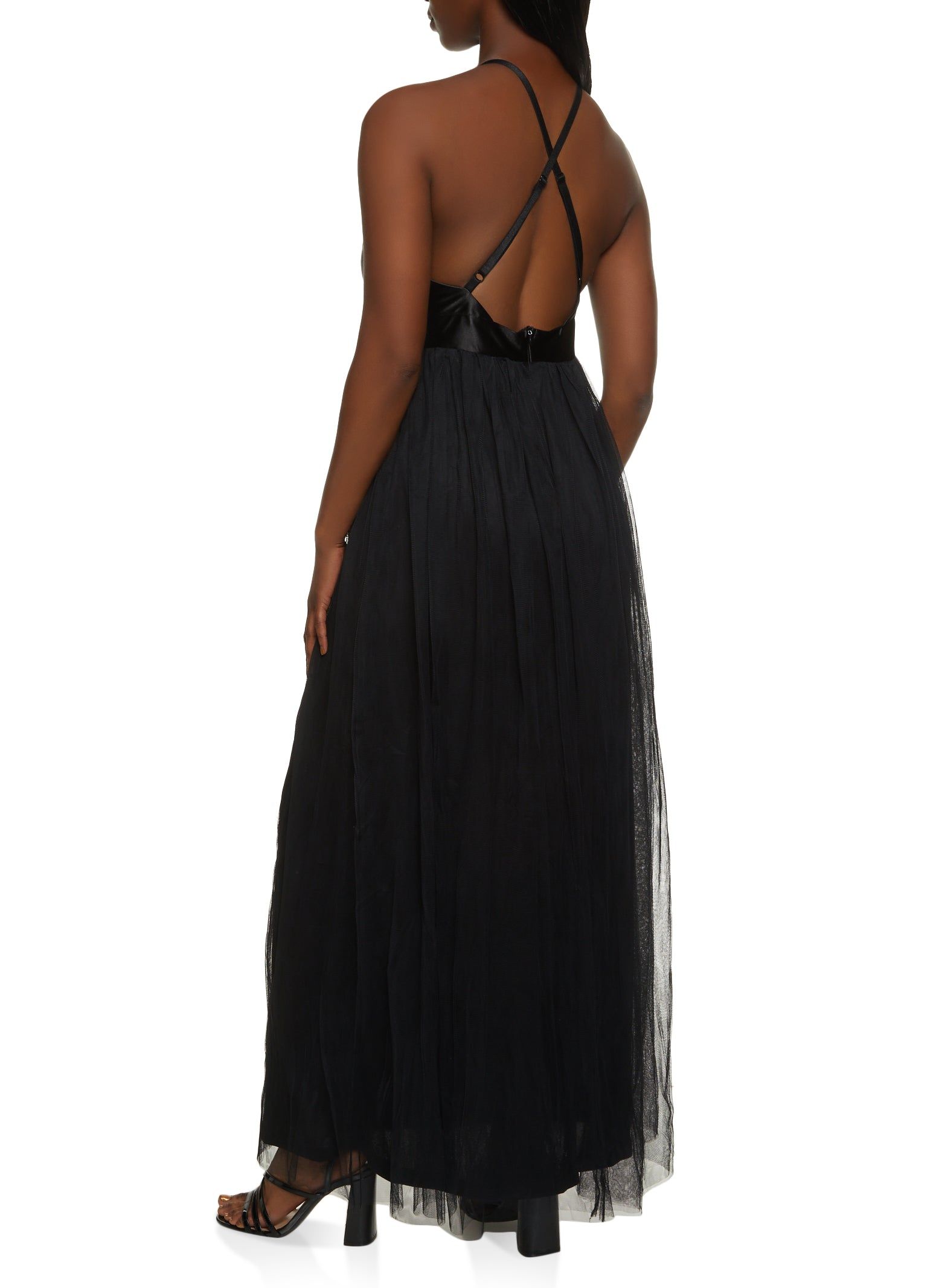 Plunge Tulle Maxi Dress sold by Rainbow product image thumbnail 3