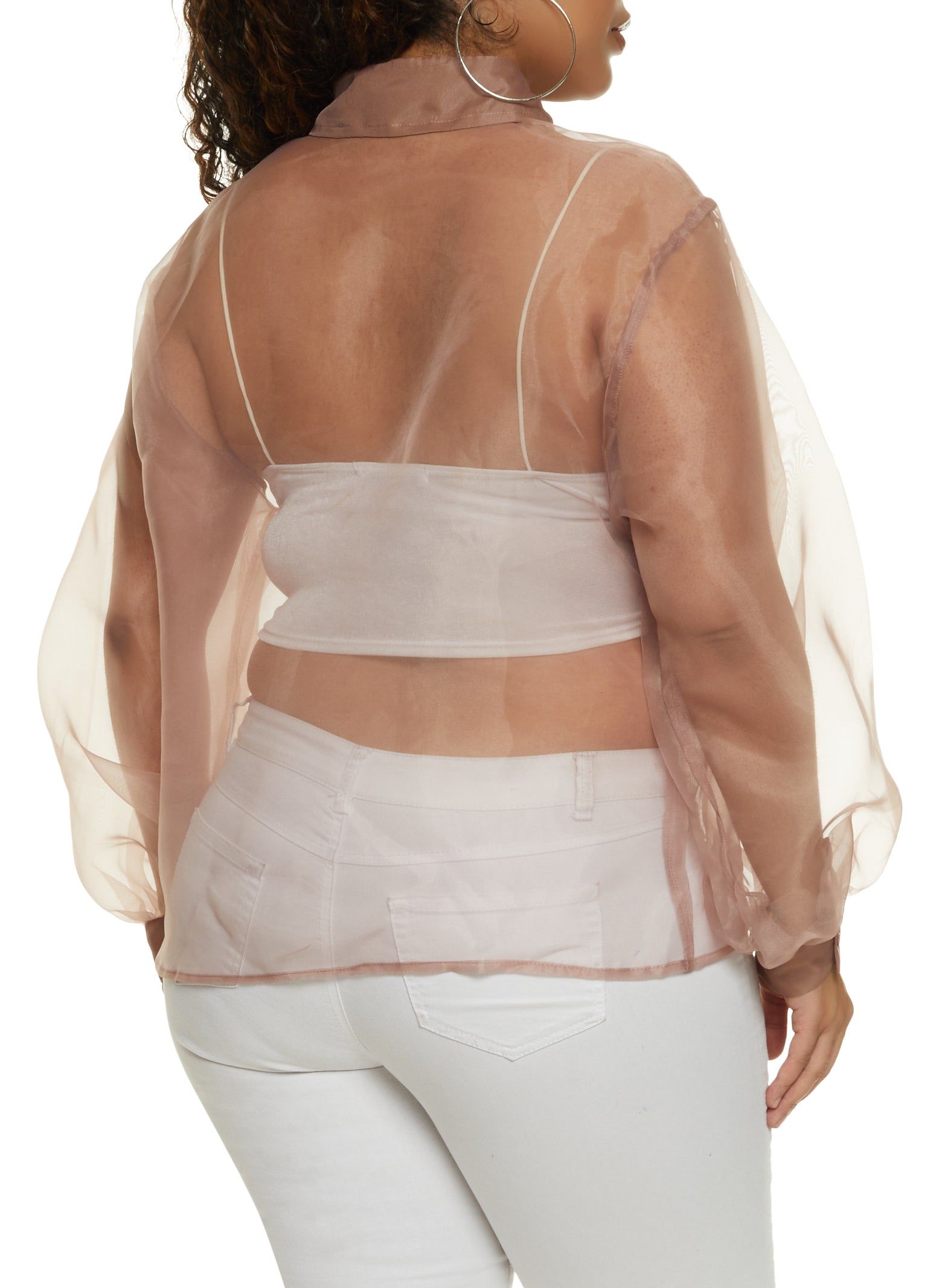 Plus Size Organza Button Front Shirt sold by Rainbow product image thumbnail 2