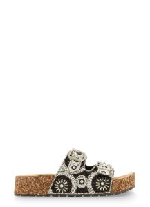 Embellished Double Band Platform Footbed Sandals sold by Rainbow