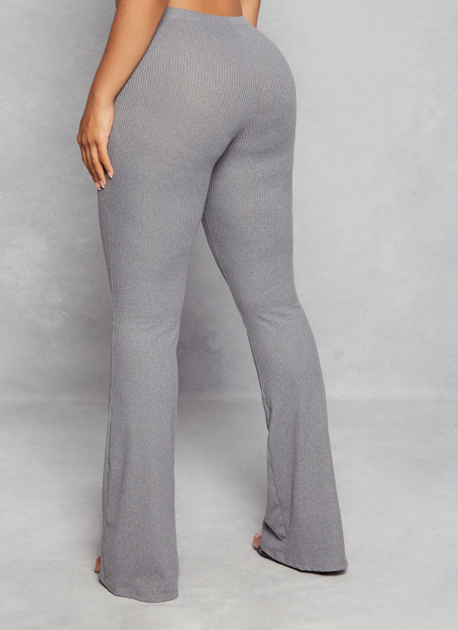 Solid Ribbed High Waisted Flare Pants sold by Rainbow product image thumbnail 3