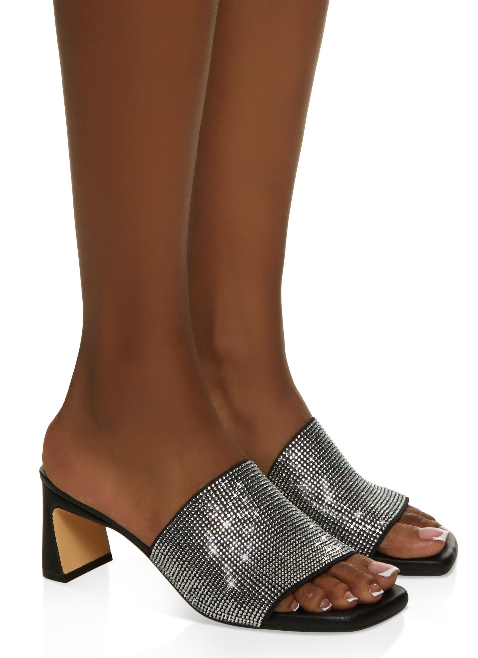 Rhinestone Band Square Toe Mid Heel Sandals sold by Rainbow product image thumbnail 2