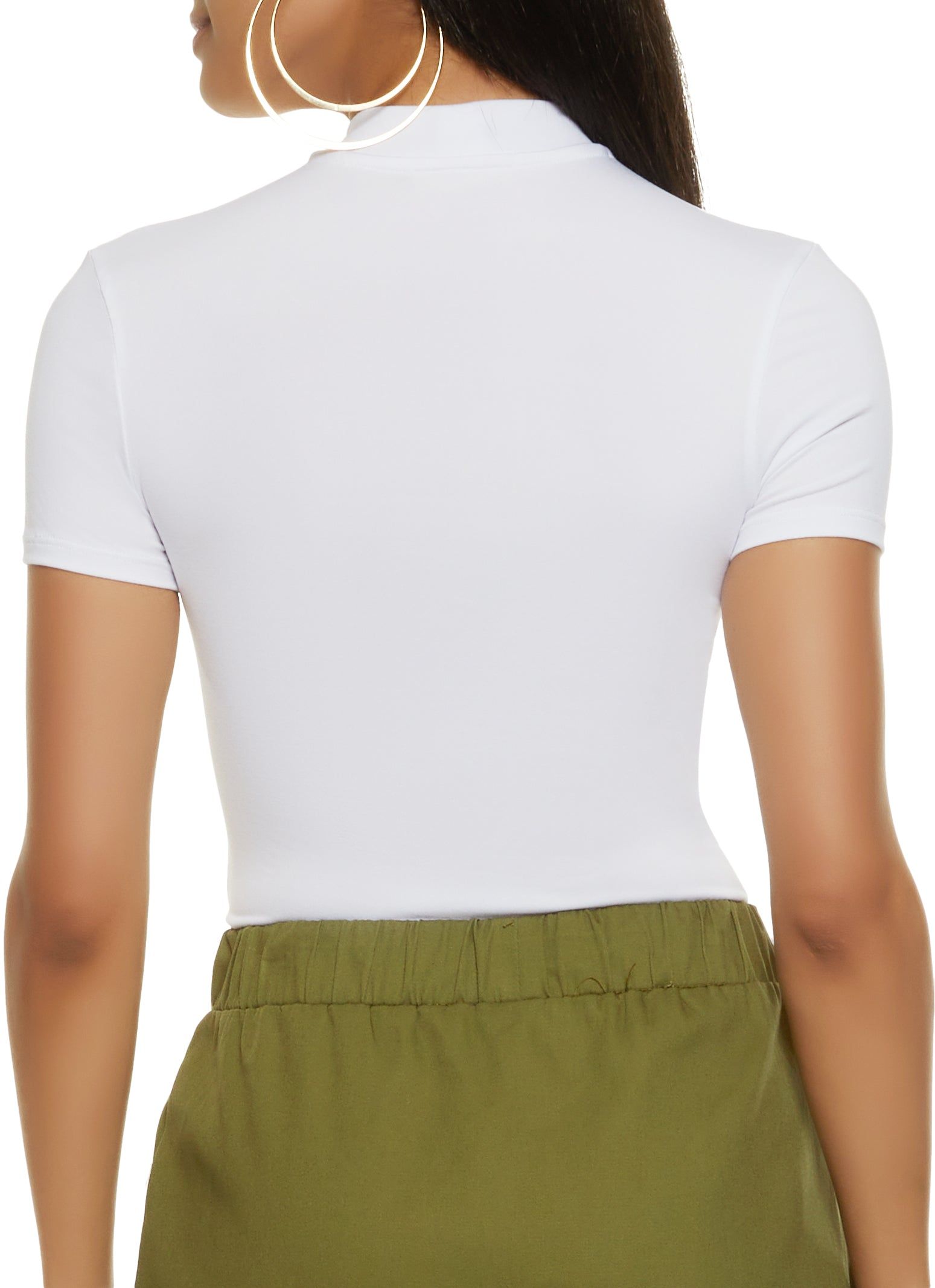 Solid Mock Neck Short Sleeve Bodysuit sold by Rainbow product image thumbnail 3