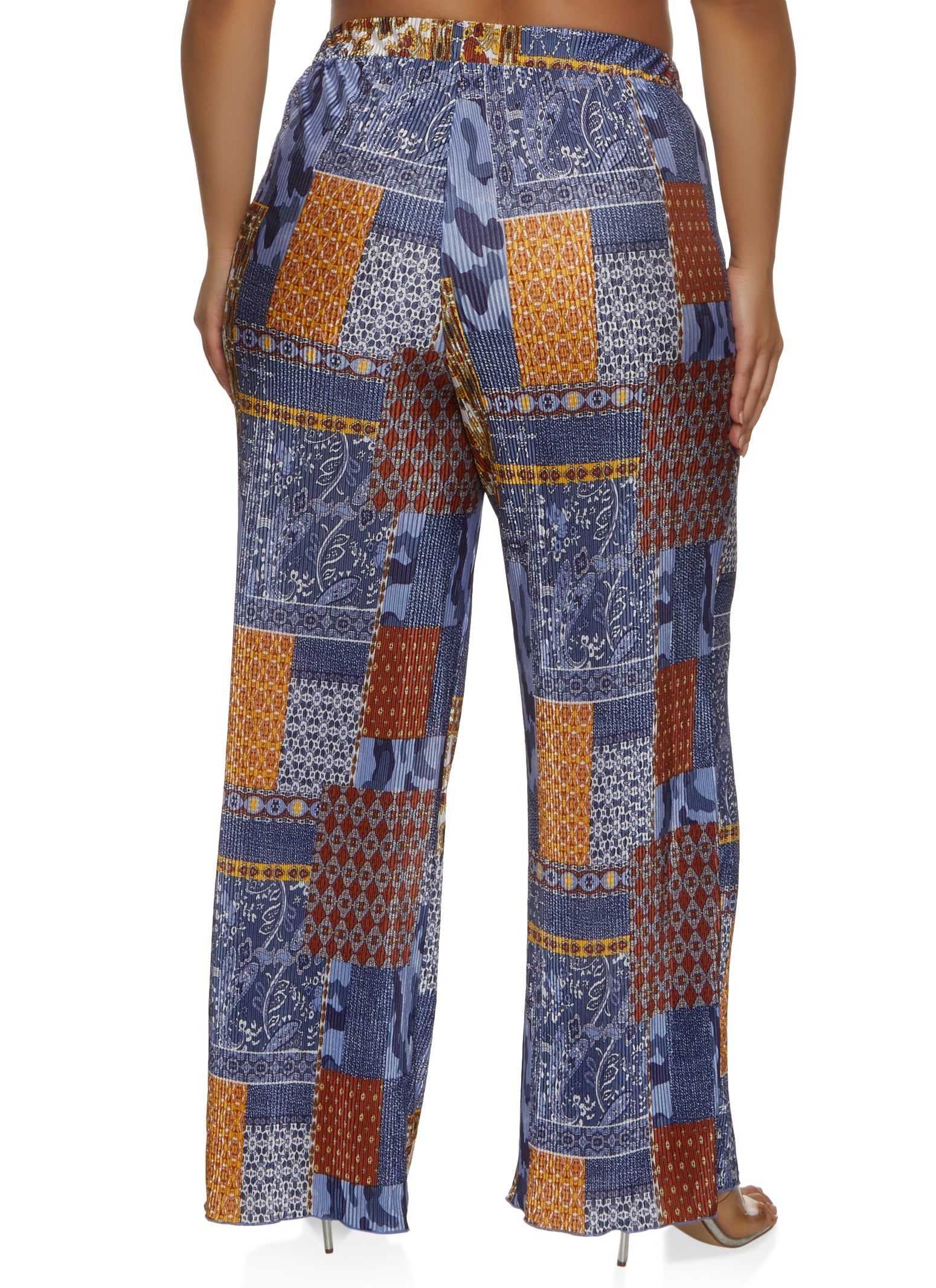 Plus Size Plisse Patterned Palazzo Pants sold by Rainbow product image thumbnail 2
