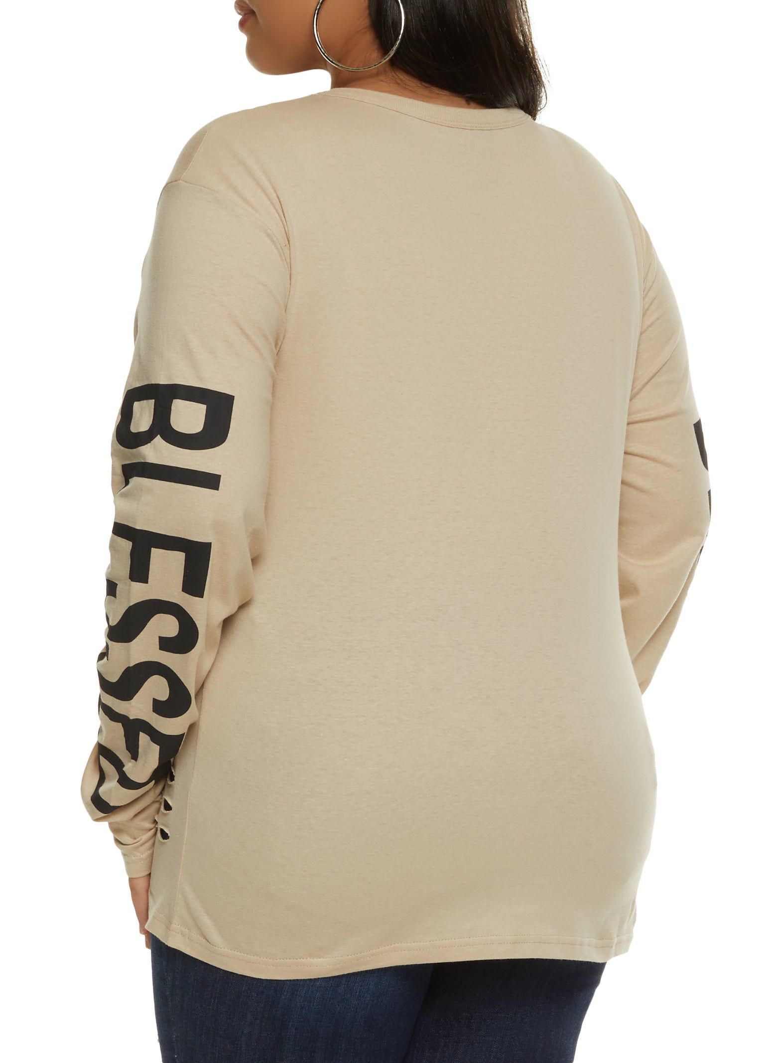 Plus Size Laser Cut Blessed and Beautiful Graphic Tee sold by Rainbow product image thumbnail 2