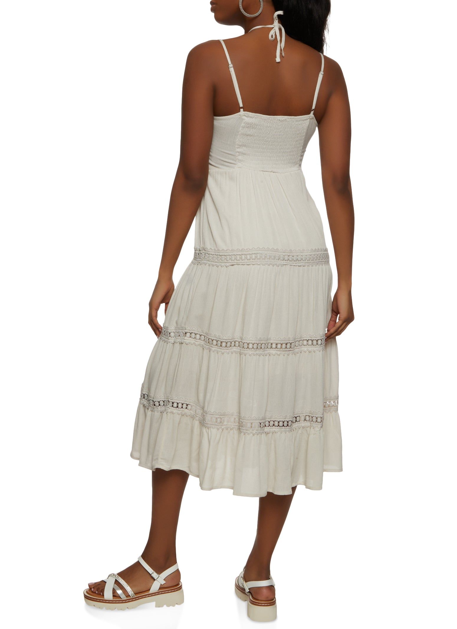 Gauze Knit Crochet Detail Tiered Maxi Dress sold by Rainbow product image thumbnail 3